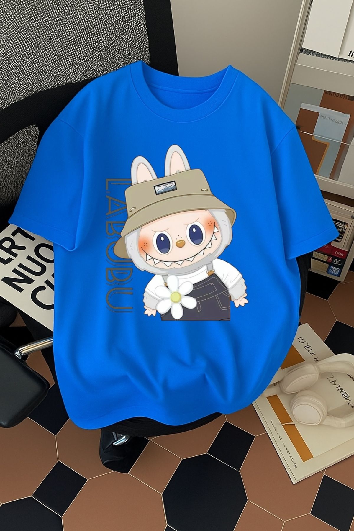 SOHR Unisex Erkek/Kadın Labubu Renkli Baskılı Oversize Pamuklu T-Shirt