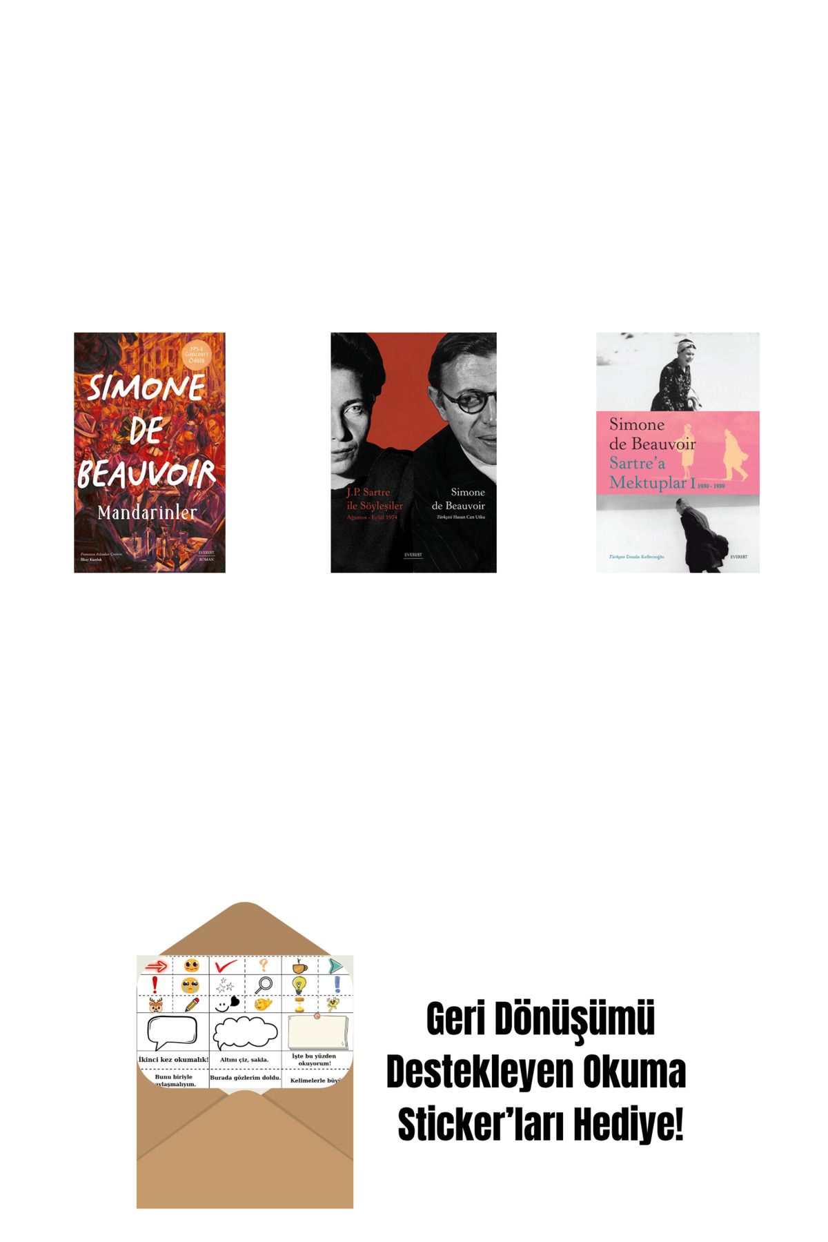 Alfa Yayınları Mandarinler + Başkalarının Kanı + Nelson Algren'e Aşk Mektupları + Okuma Sticker'ları