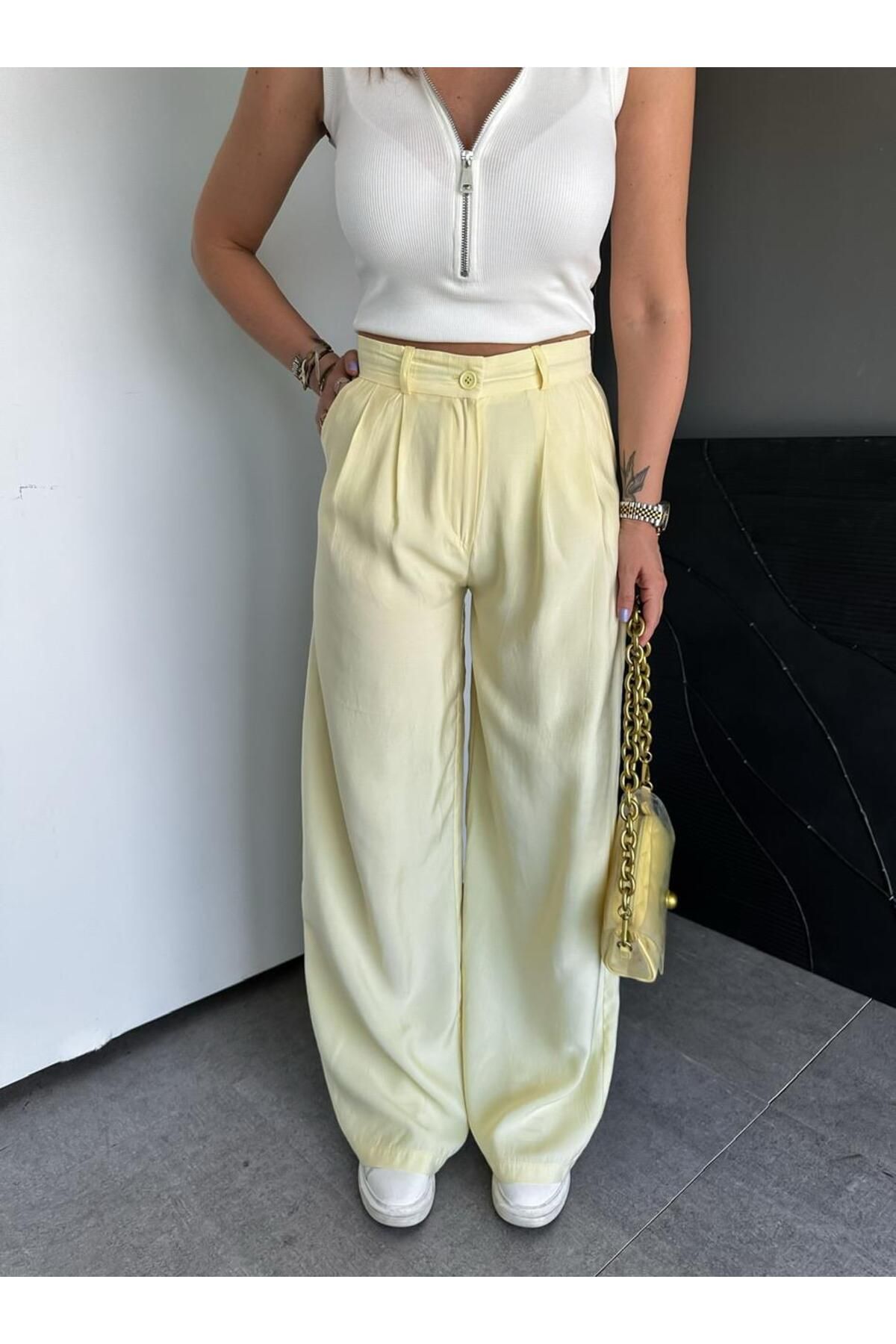 Zerrincan Giyim Sarı Marka Model Bol Pantolon
