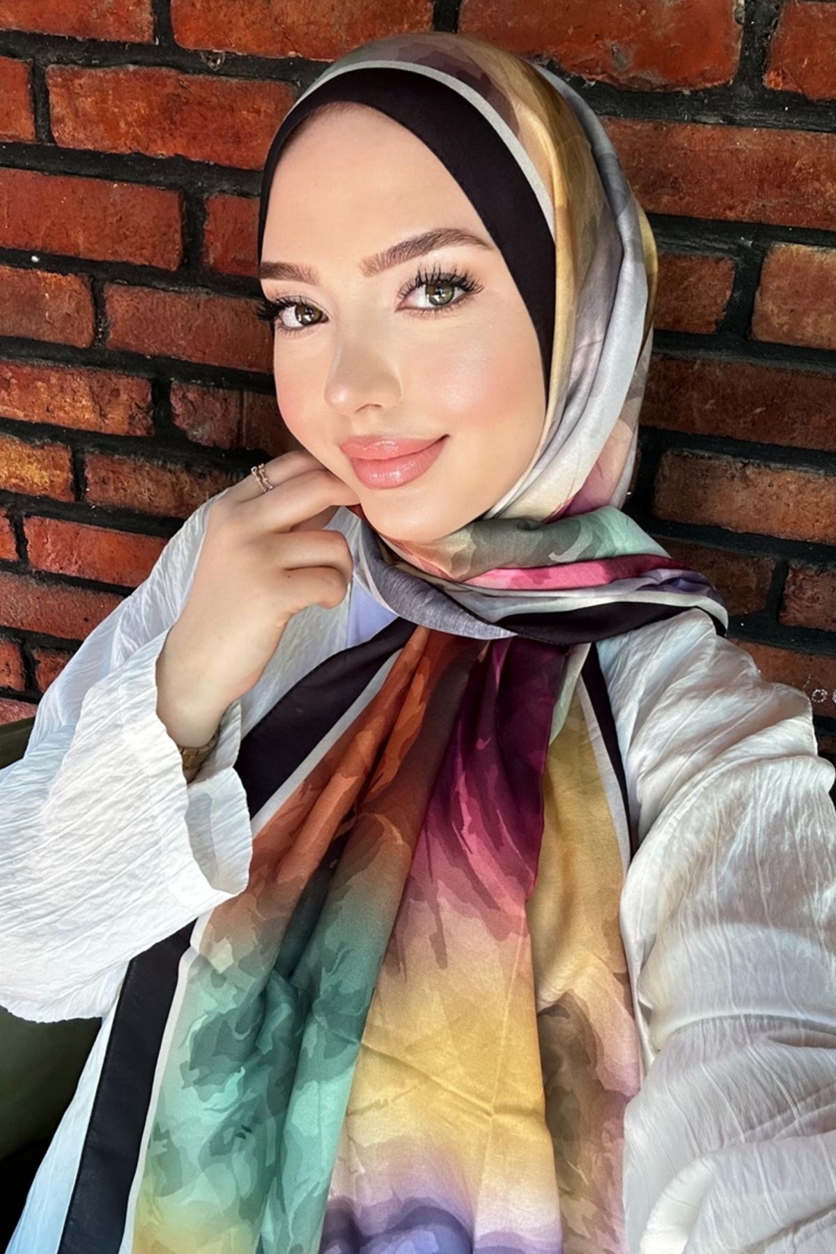 Modaselvim Boyama Desenli Soft Şal Serisi 706ART1138 Fuşya&Siyah
