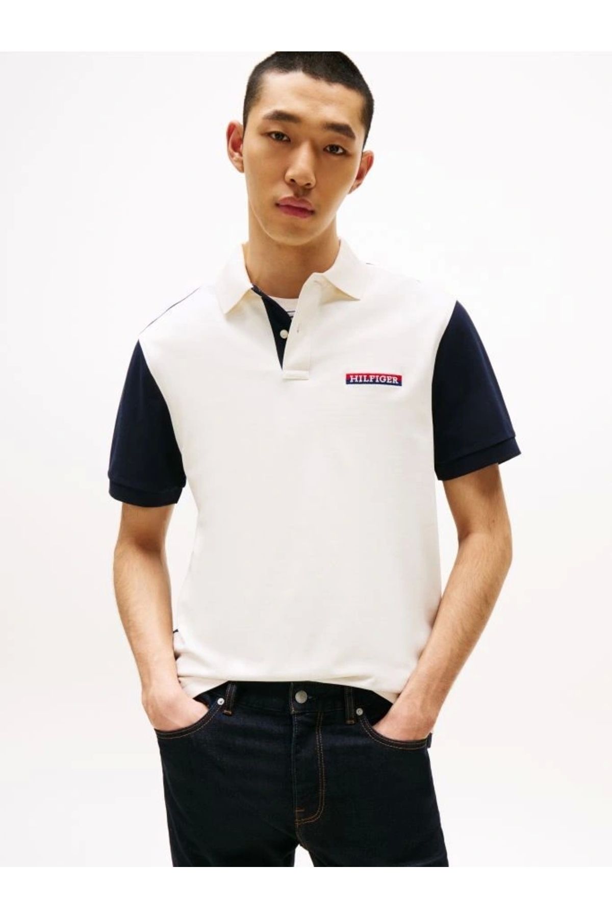 Tommy Hilfiger ARCHIVE COLORBLOCK POLO Erkek Beyaz T-shirt MW0MW405910FA