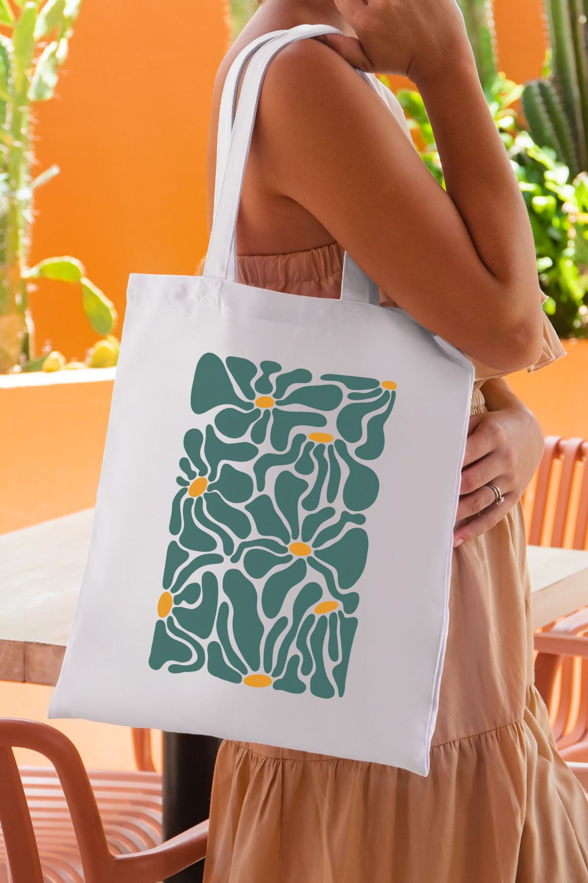 SevindirenŞeyler Green Matisse Baskılı Bez Çanta Plaj Çantası Tote Bag - Sevindiren Şeyler