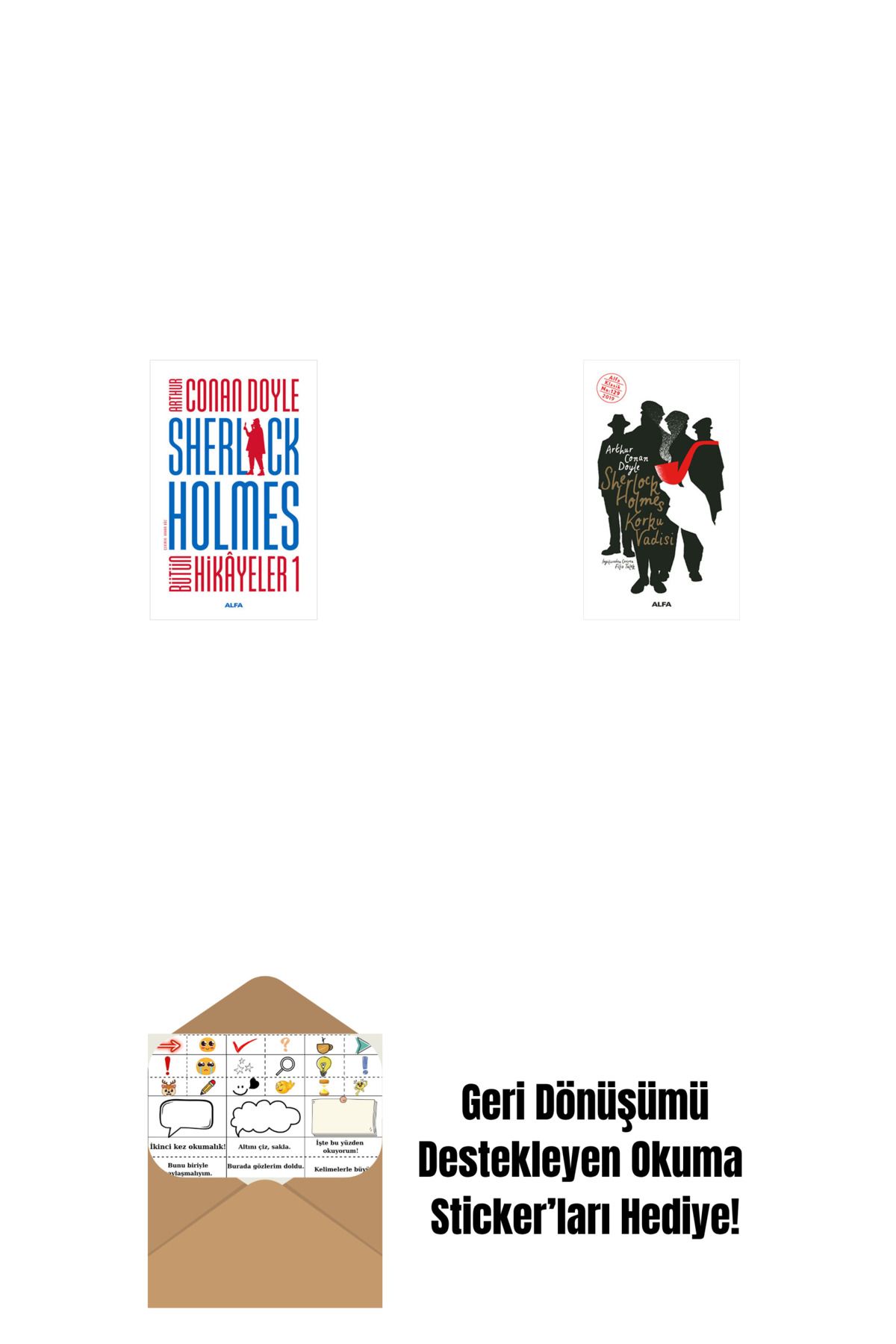 Alfa Yayınları Sherlock Holmes - Bütün Hikayeler 1 (Ciltli) + Sherlock Holmes - Korku Vadisi + Okuma Sticker'ları