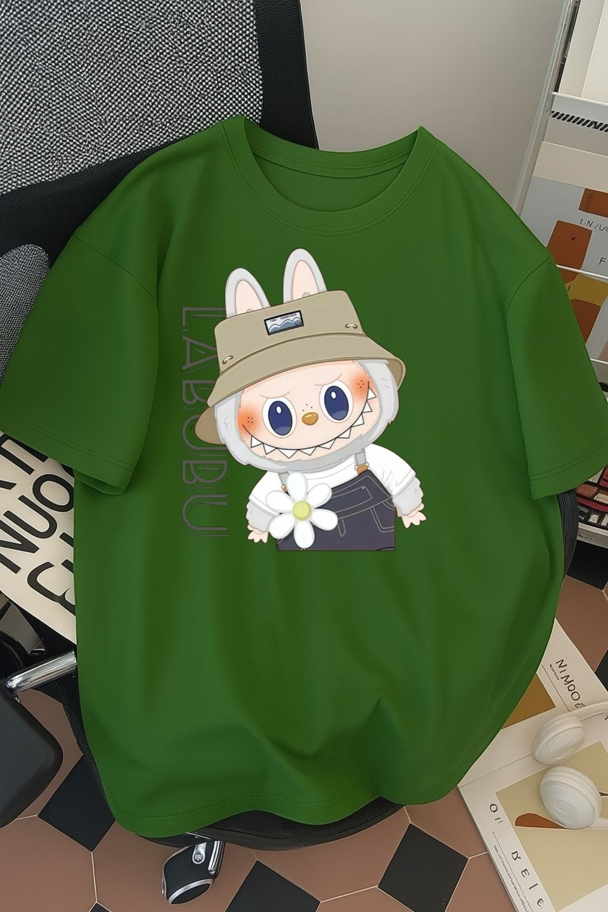 SOHR Unisex Erkek/Kadın Labubu Renkli Baskılı Oversize Pamuklu T-Shirt
