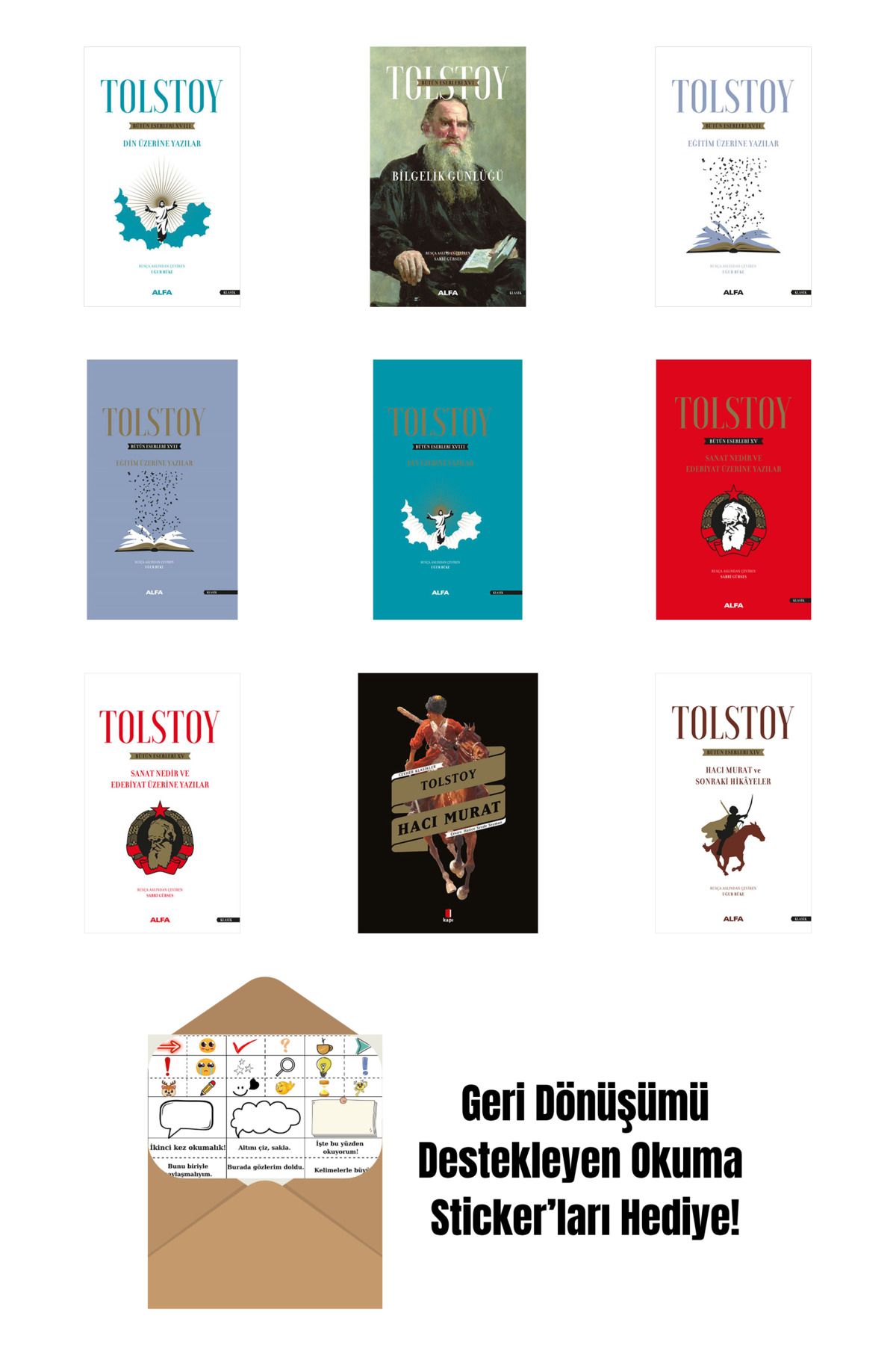 Alfa Yayınları Lev Nikolayeviç Tolstoy 9 Kitap Set + Okuma Sticker'ları