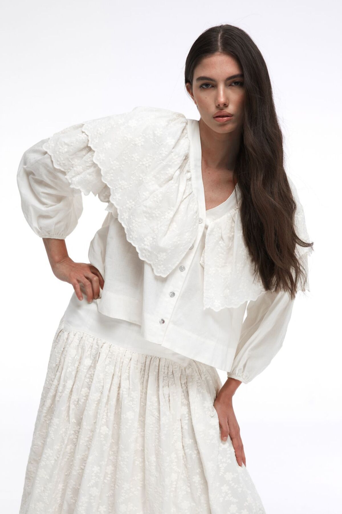 By Mare Style Saf Organik Pamuk Vintage Beyaz Gömlek
