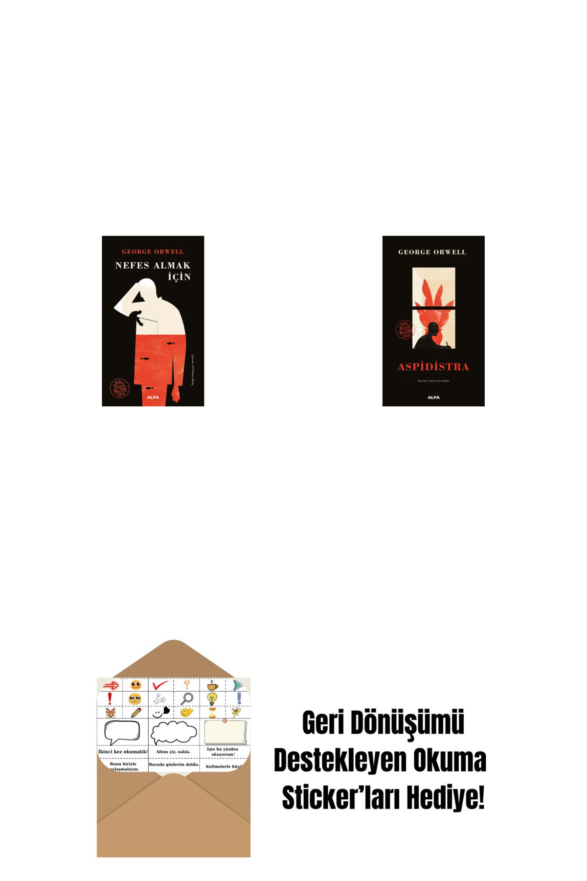 Alfa Yayınları Nefes Almak İçin (Ciltli) + Aspidistra (Ciltli) + Okuma Sticker'ları
