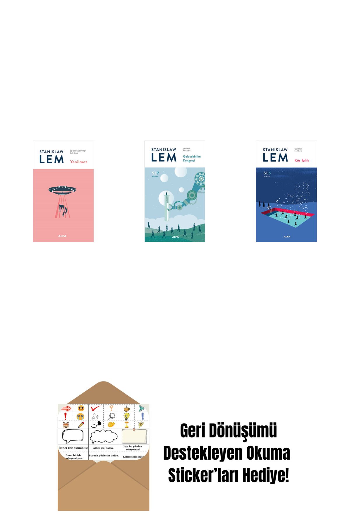 Alfa Yayınları Yenilmez + Gelecekbilim Kongresi (SL7) + Kör Talih (SL6) + Okuma Sticker'ları