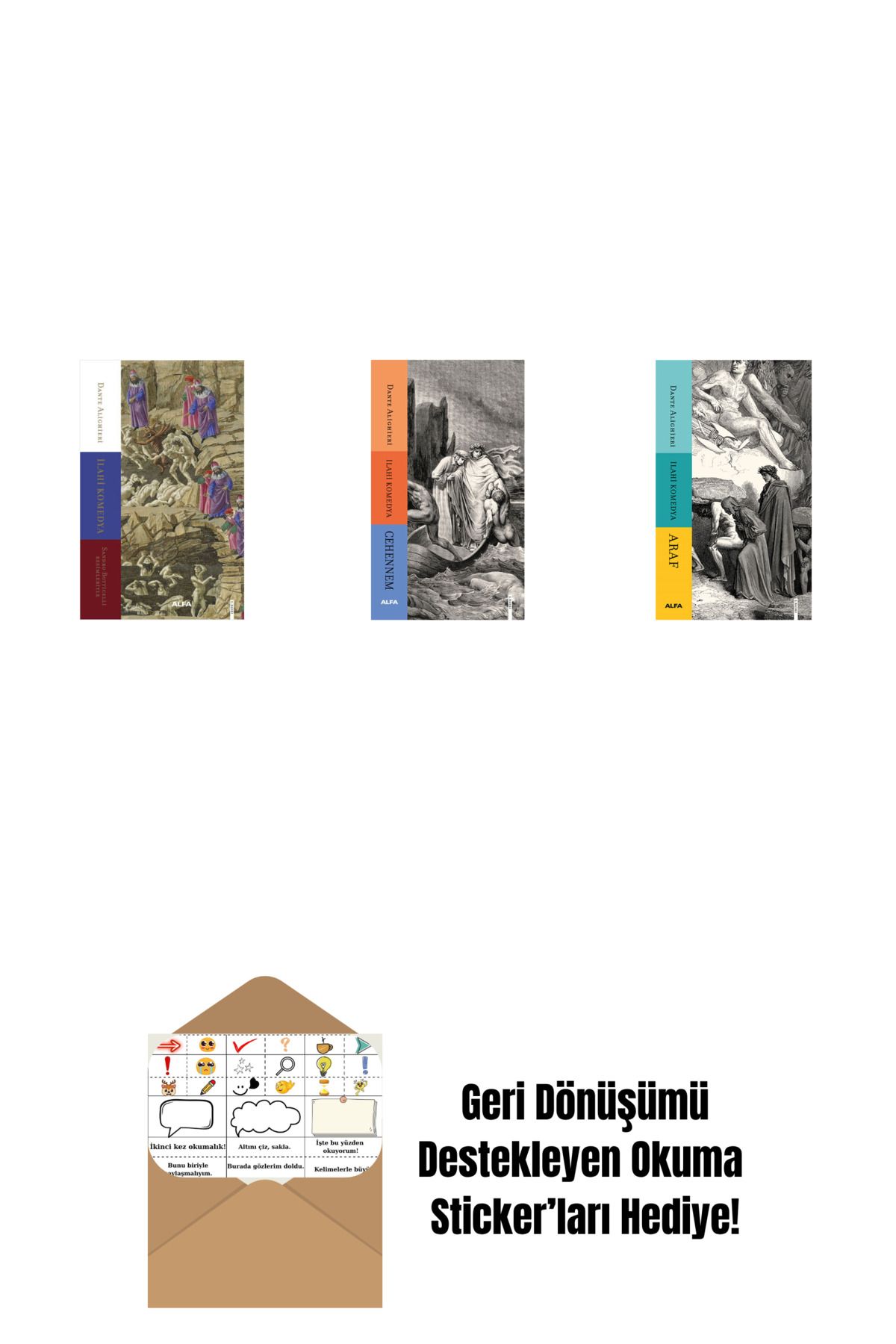 Alfa Yayınları İlahi Komedya + İlahi Komedya - Cehennem + İlahi Komedya - Araf + Okuma Sticker'ları