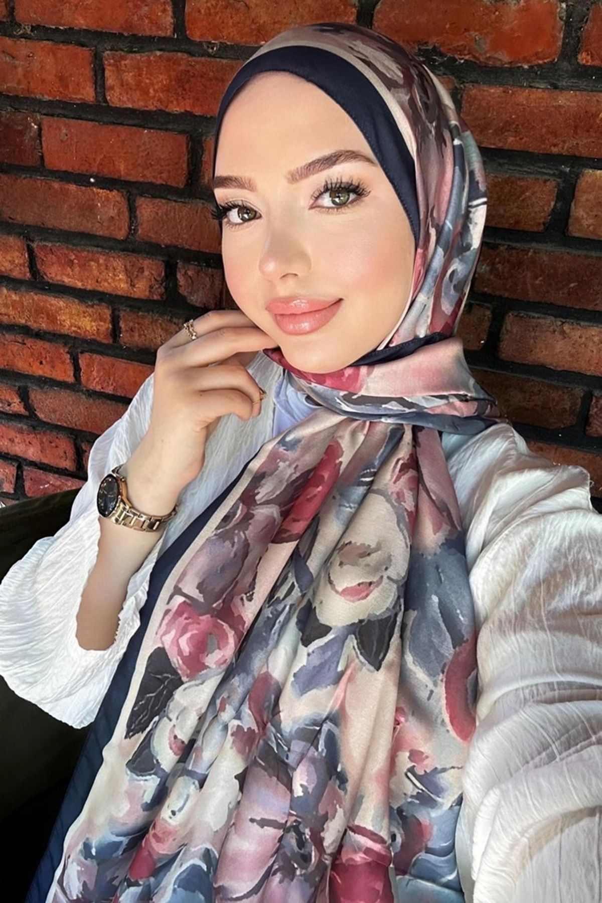 Modaselvim Gül Desenli Soft Şal Serisi 707ART1138 Laci