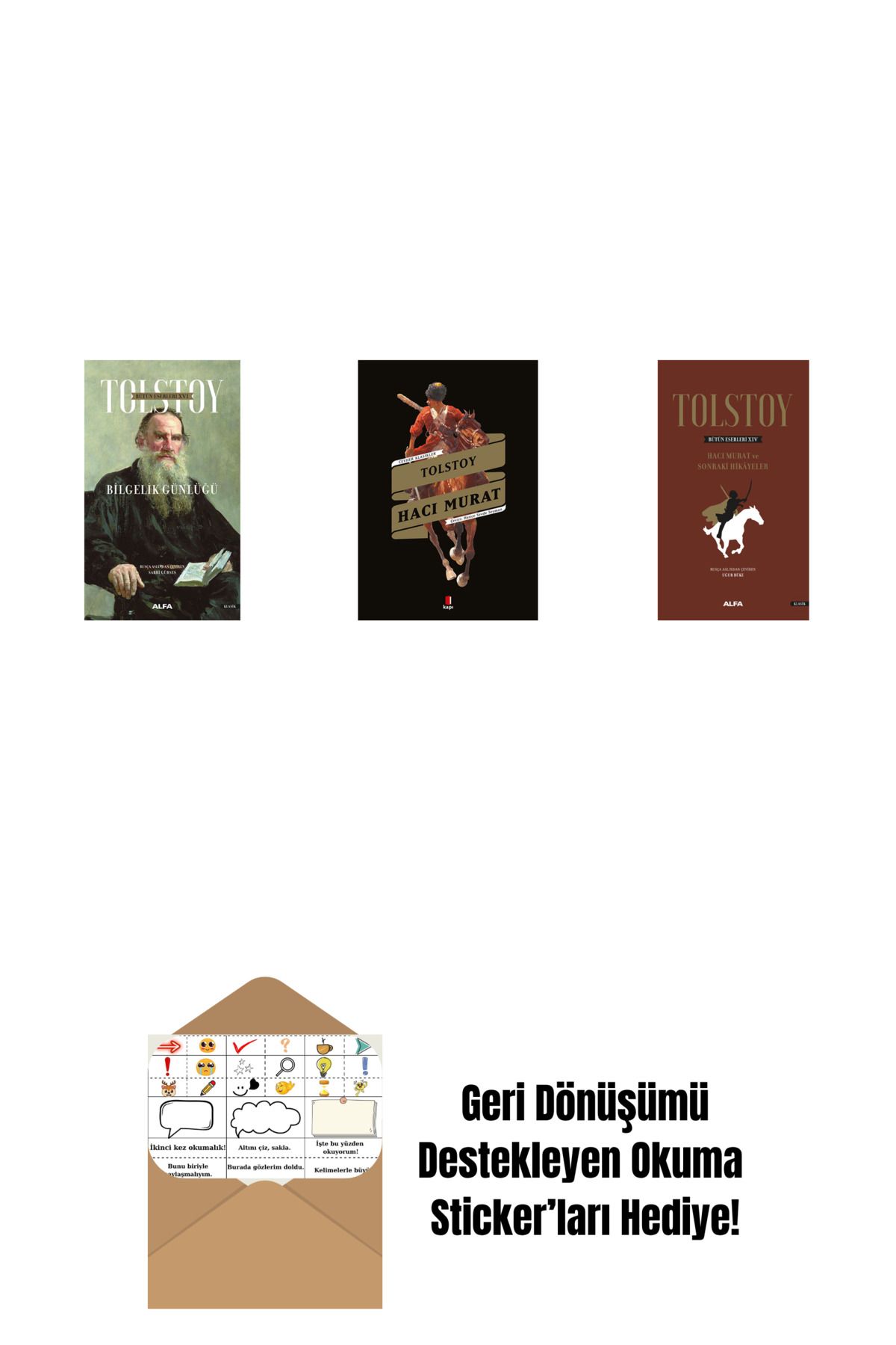Alfa Yayınları Tolstoy Bütün Eserleri 16 + Hacı Murat + Tolstoy Bütün Eserleri 14 (Ciltli) + Okuma Sticker'ları