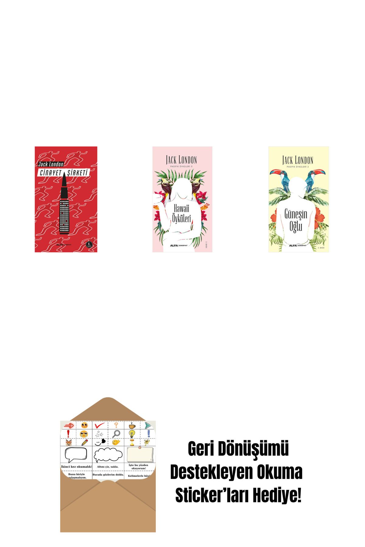 Alfa Yayınları Cinayet Şirketi + Hawaii Öyküleri + Güneşin Oğlu + Okuma Sticker'ları