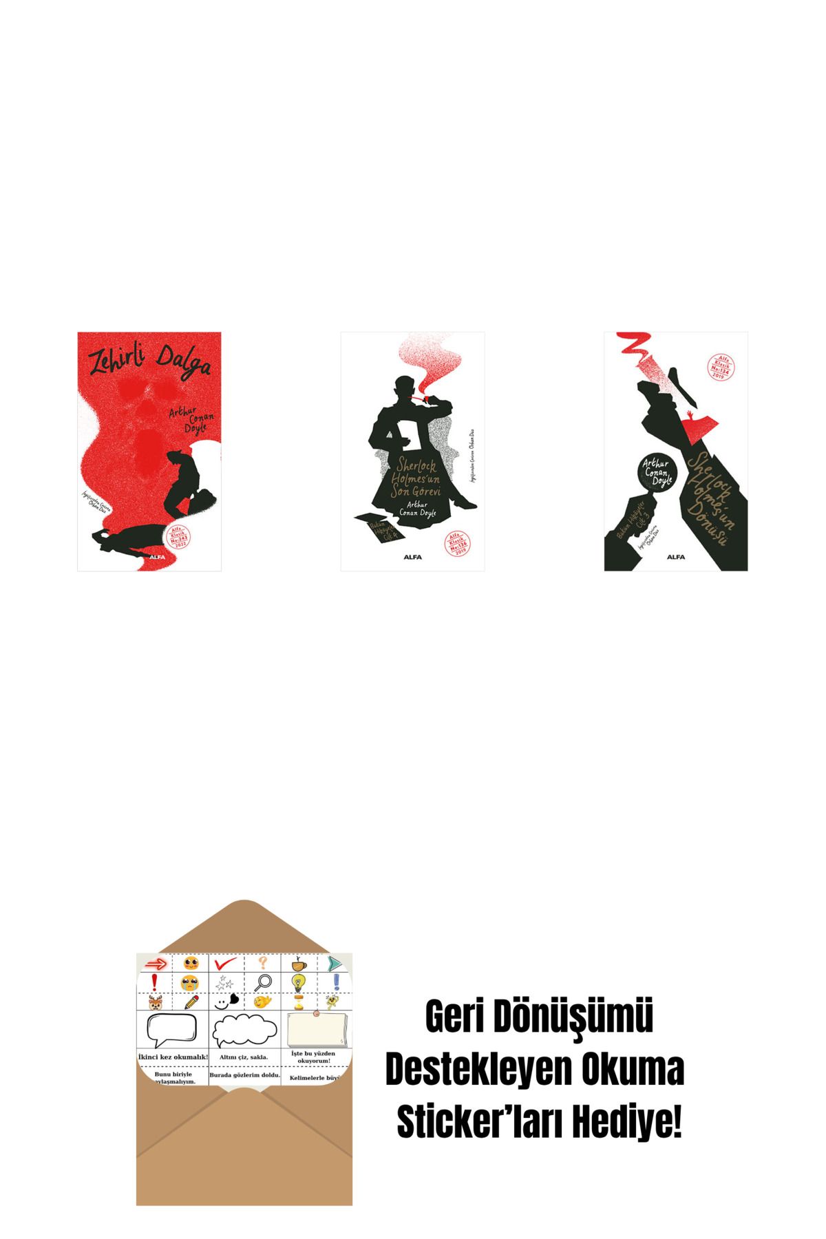 Alfa Yayınları Zehirli Dalga + Sherlock Holmes'un Son Görevi + Sherlock Holmes'un Dönüşü + Okuma Sticker'ları