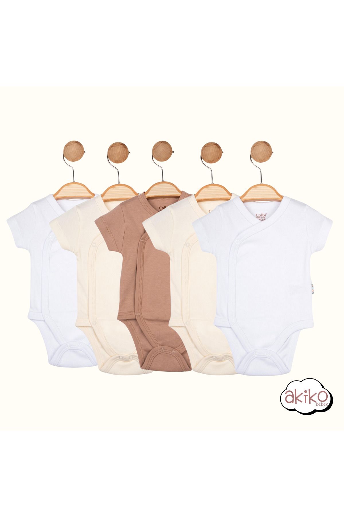 colbi baby 5'li Kruvaze Pamuklu Yarım Kol Bebek Badi