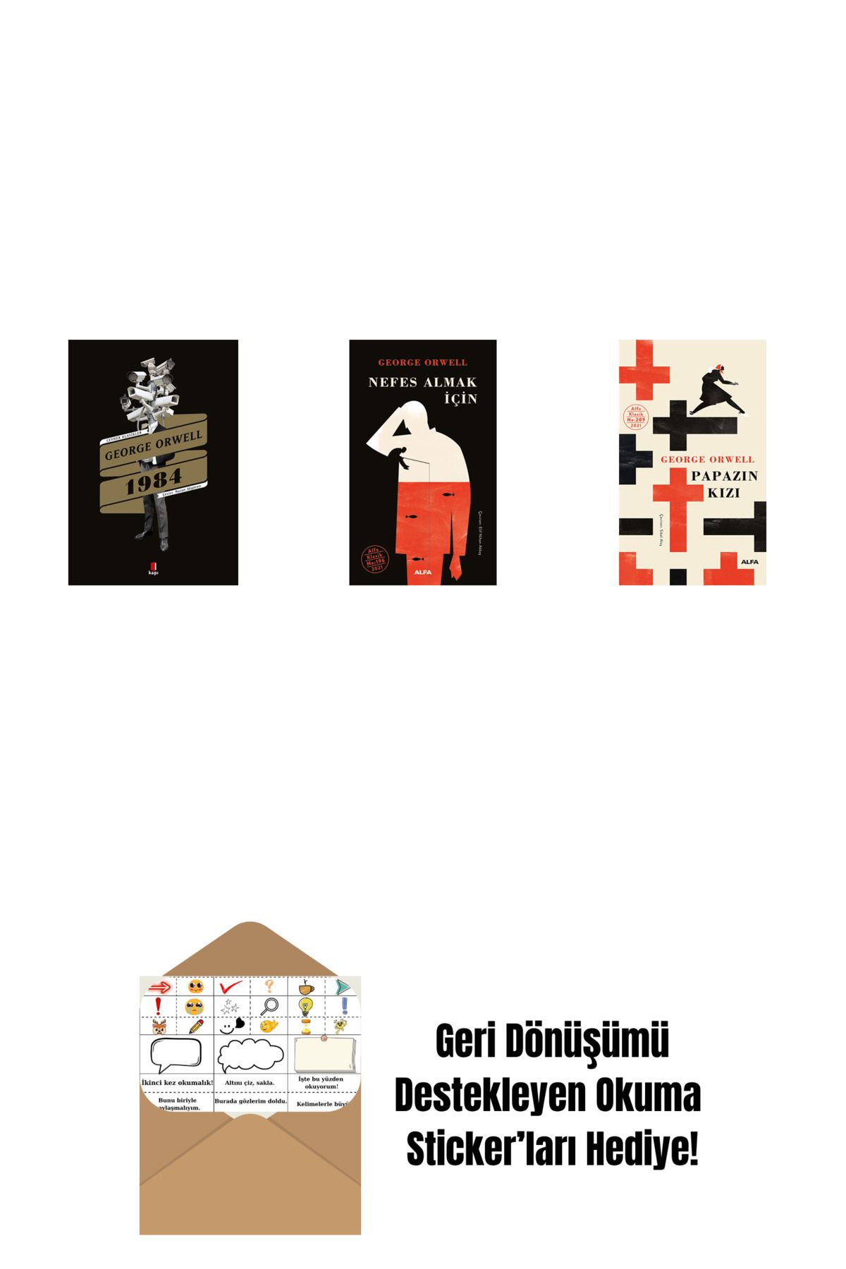 Alfa Yayınları 1984 + Nefes Almak İçin (Ciltli) + Papazın Kızı ( Ciltli ) + Okuma Sticker'ları