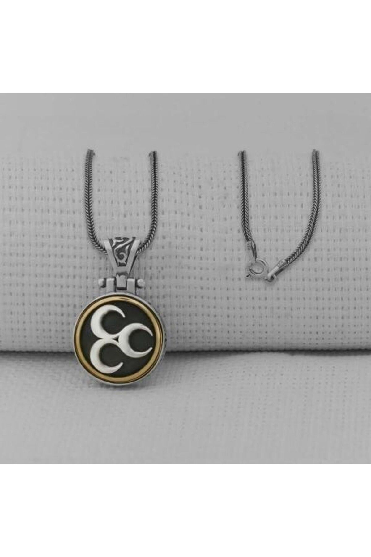 shop Üç Hilal Ortası Dönen 925 Ayar Gümüş Erkek Kolye