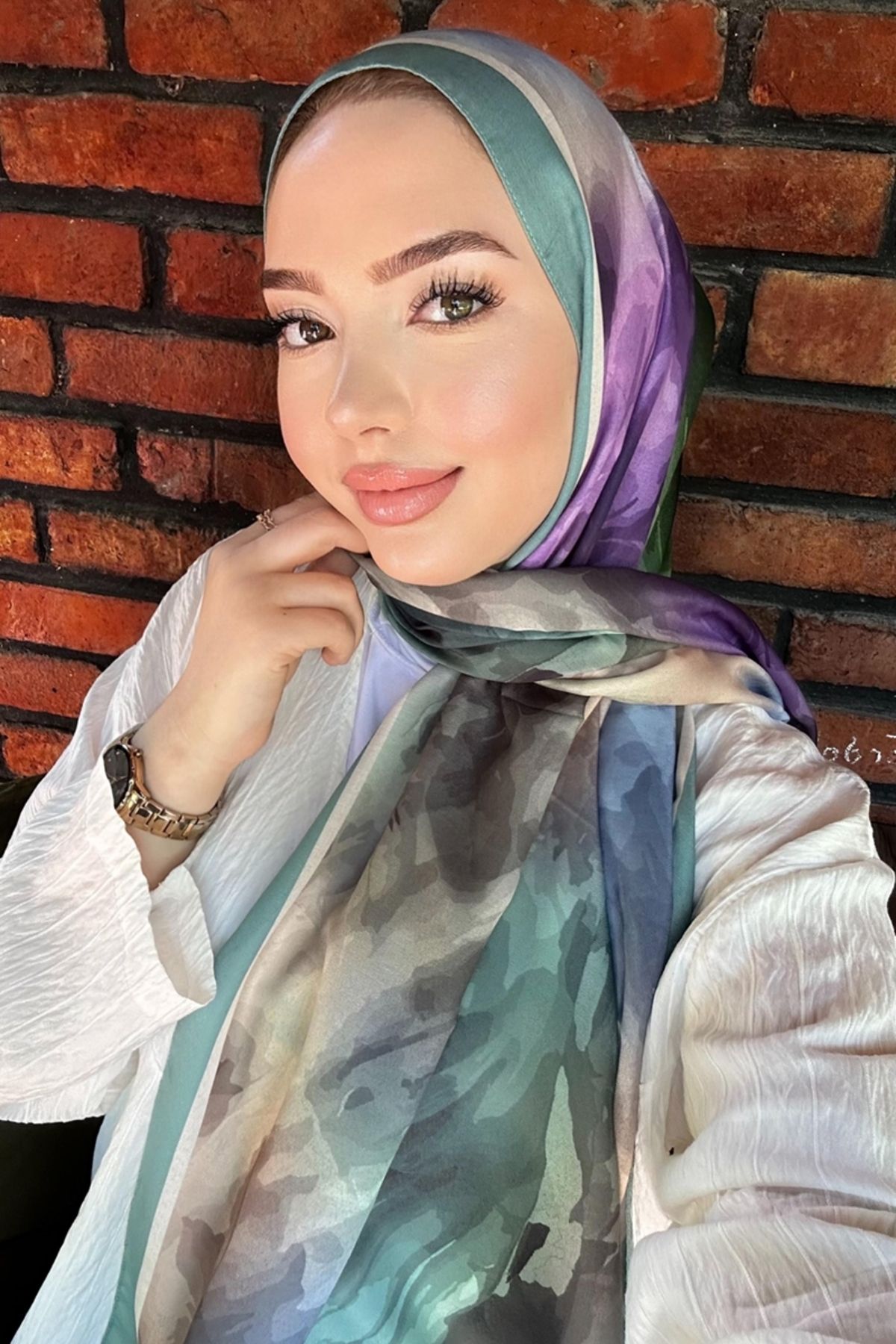 Modaselvim Boyama Desenli Soft Şal Serisi 706ART1138 Mint