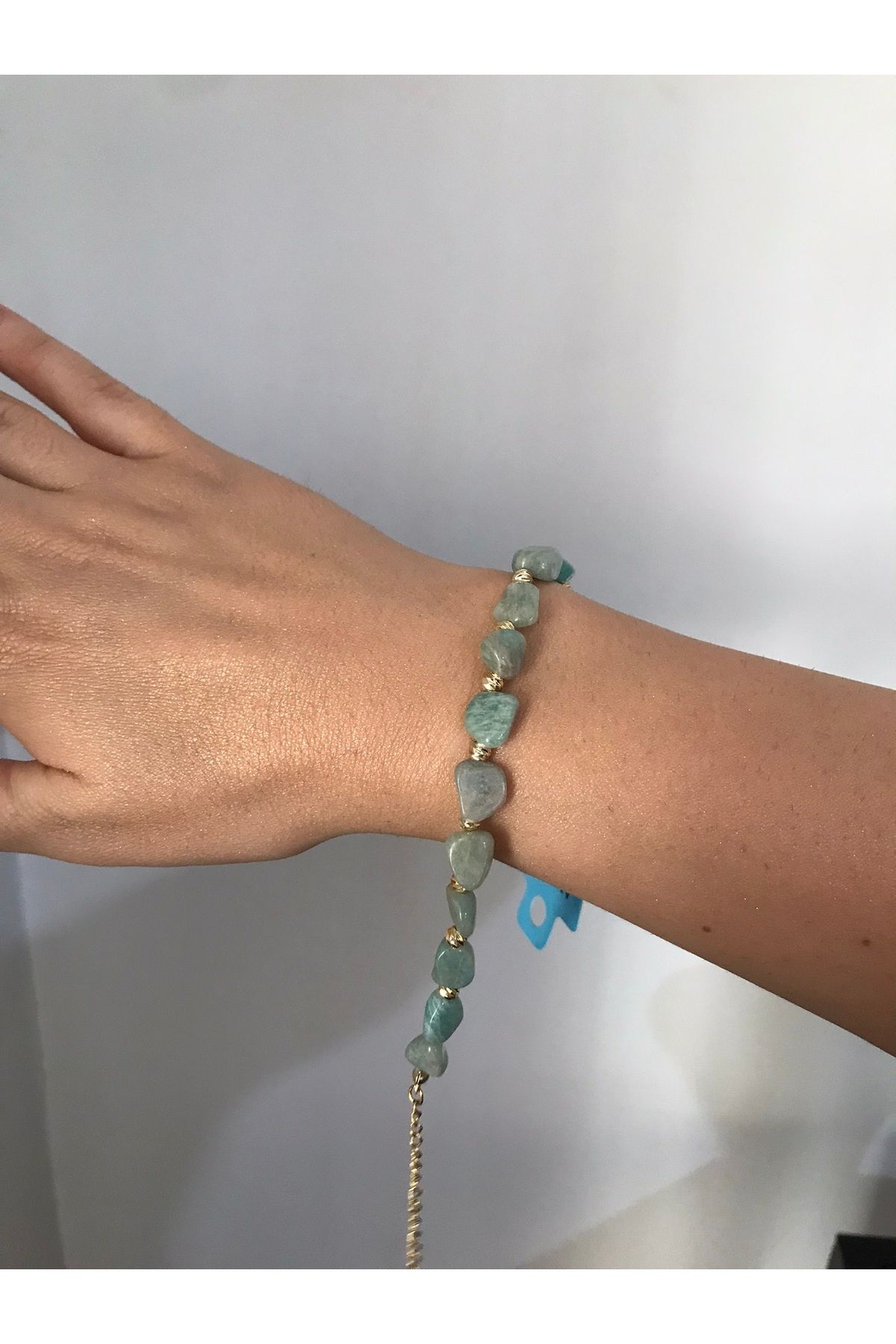 shop DOĞAL TAŞ TURKUAZ RENK AMAZONİT BİLEKLİK ERİL VE DİŞİL ENERJİ TAŞI (DOĞALTAŞ)