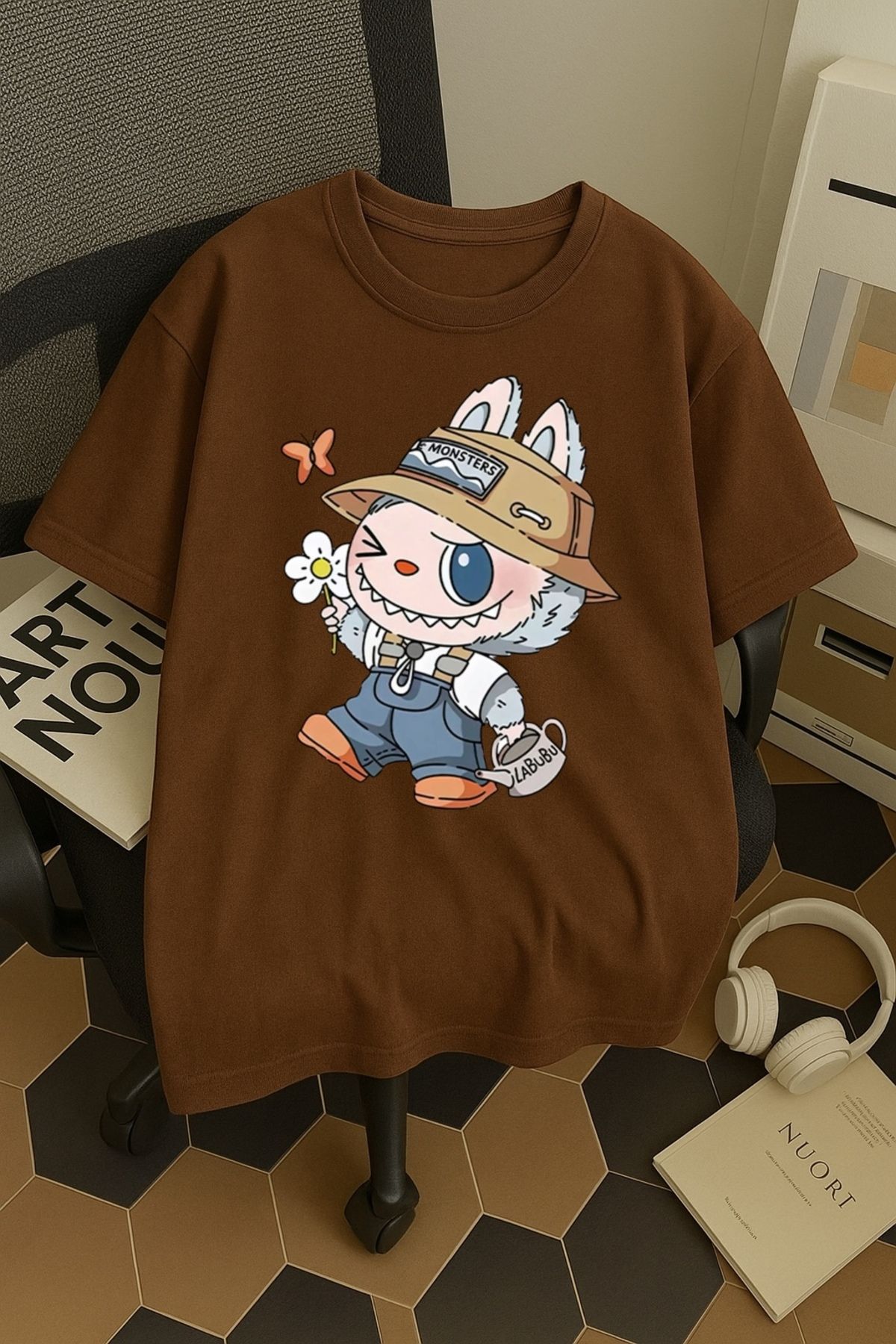 SOHR Unisex Erkek/Kadın Labubu Renkli Baskılı Oversize Pamuklu T-Shirt