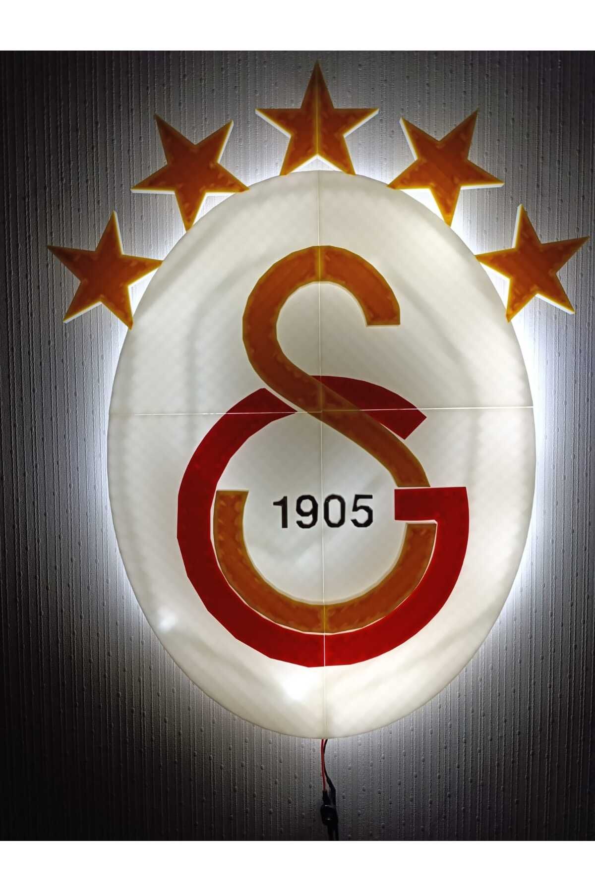 3D SAN BASKI Led Işıklı Galatasaray Duvar Dekoru