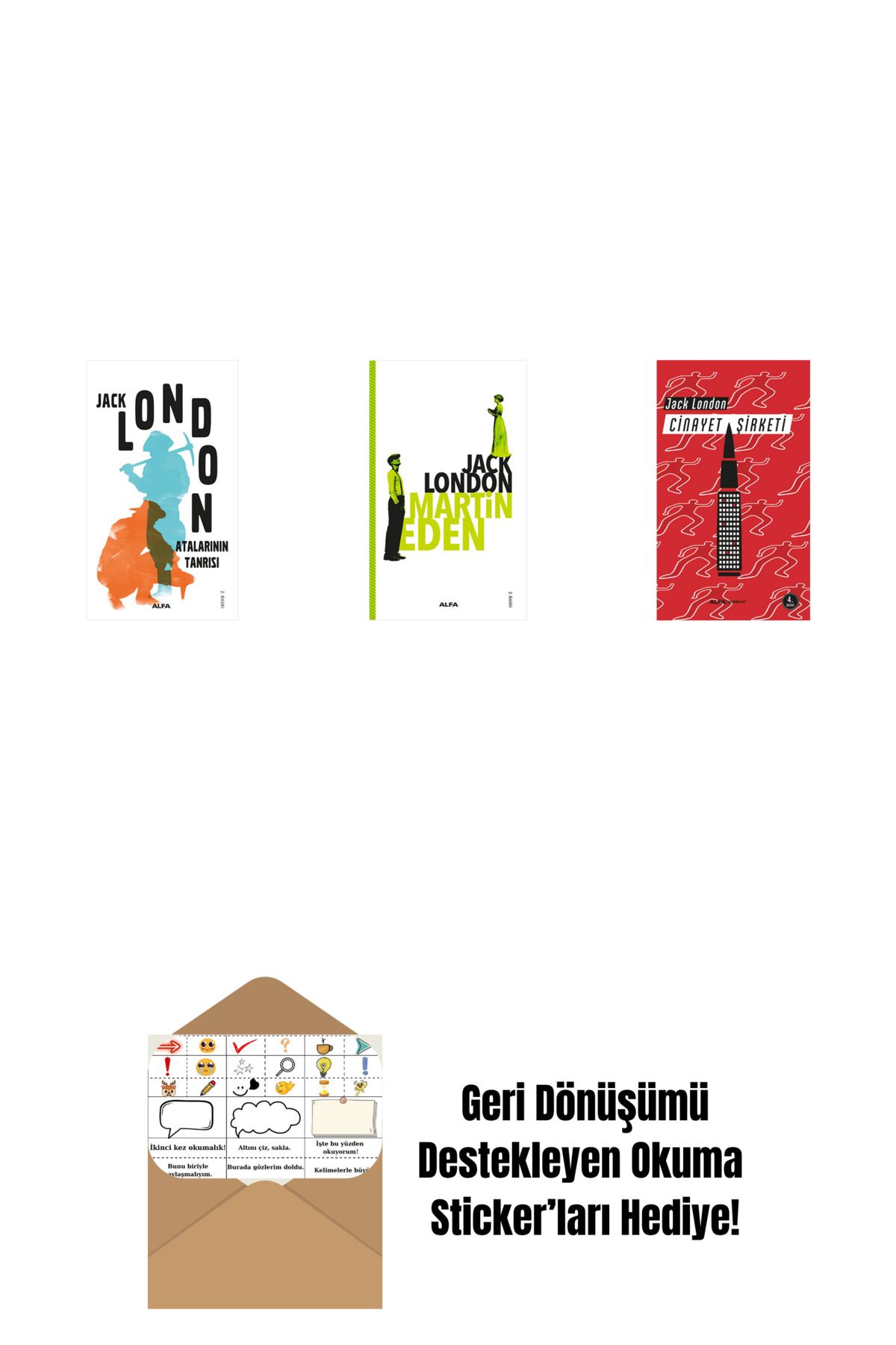 Alfa Yayınları Atalarının Tanrısı + Martin Eden + Cinayet Şirketi + Okuma Sticker'ları