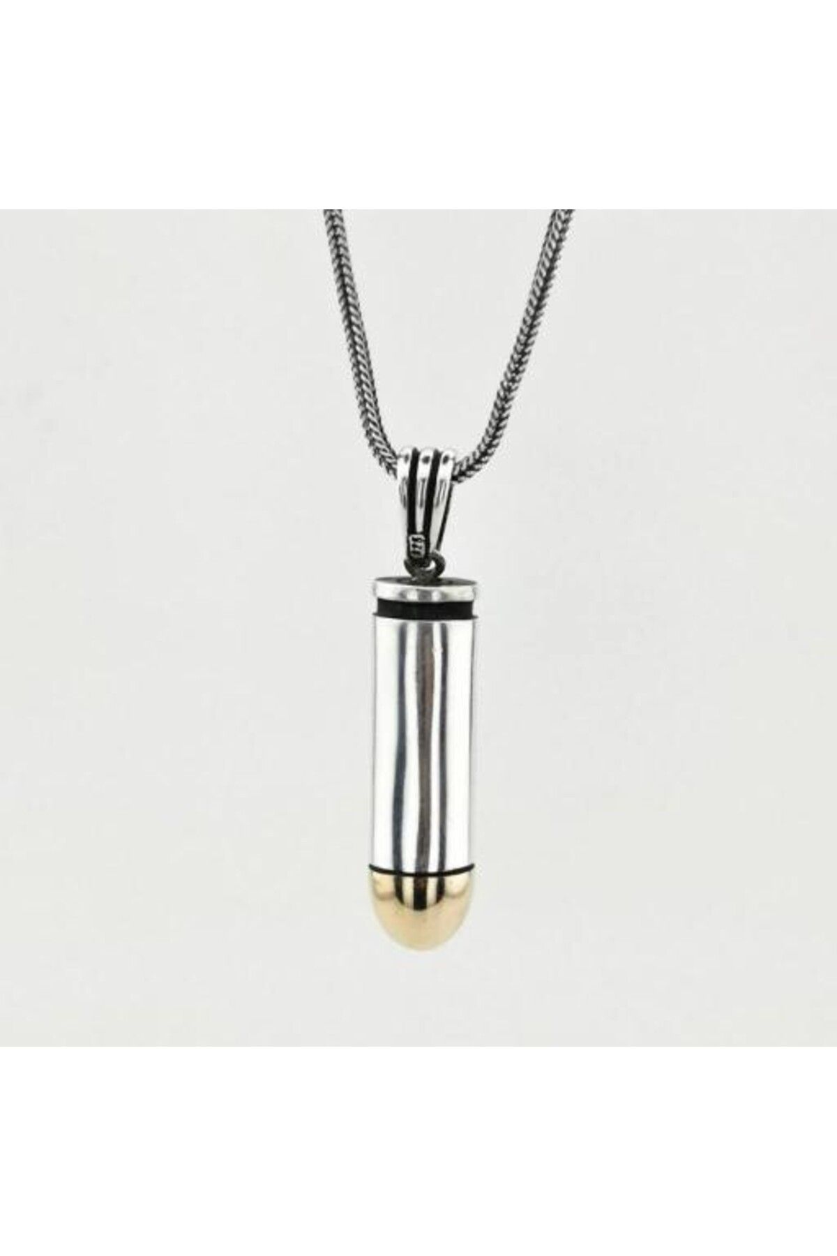 shop Özel Mermi Kurşun 925 Ayar Gümüş Erkek Kolye