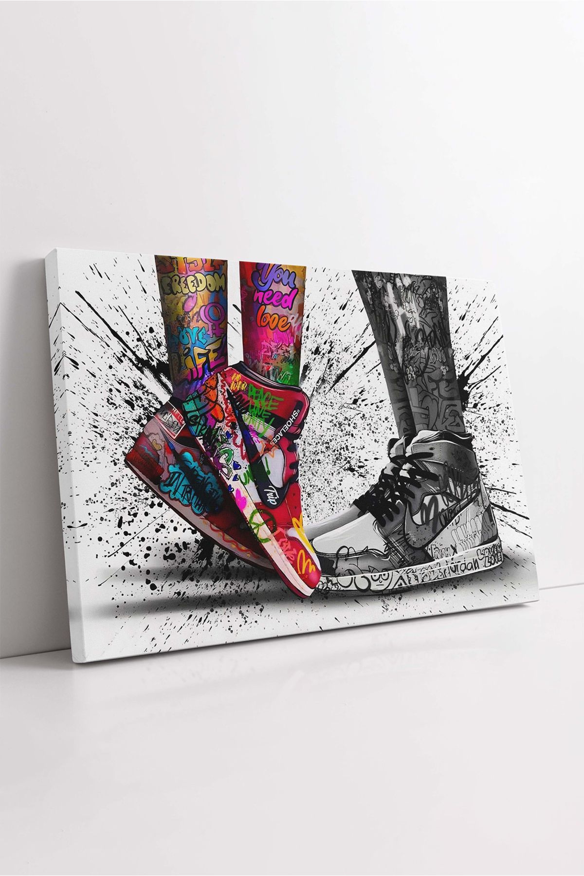 KOSS Dijital Banksy Grafiti Kanvas Tablo, Grafiti Tasarım Tablo, Sevgililer Günü Kanvas, Aşk ve Sevgi Tablo