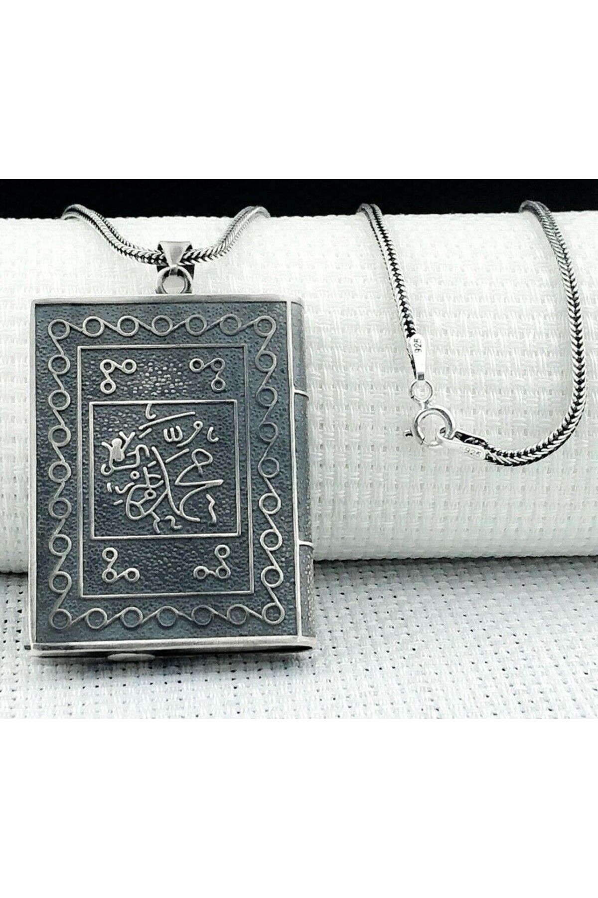 shop Allah Muhammet Yazılı Cevşeni Kebir Dualı 925 Ayar Gümüş Erkek Kolye