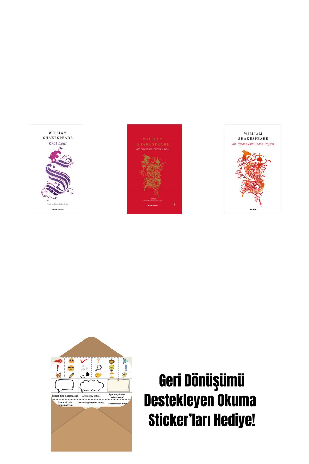 Alfa Yayınları Kral Lear + Bir Yazdönümü Gecesi Rüyası (Ciltli) + Bir Yazdönümü Gecesi Rüyası + Okuma Sticker'ları
