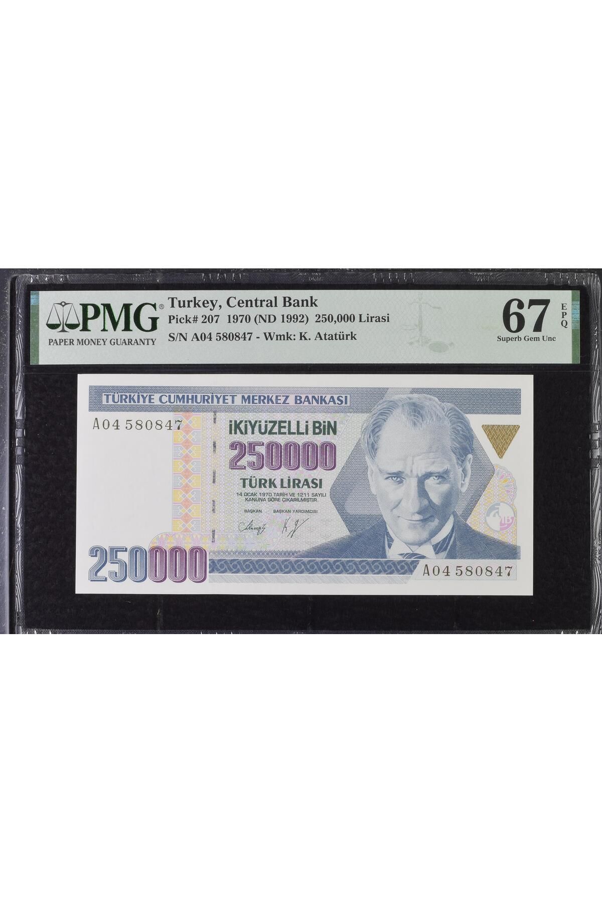Lidya Koleksiyon 7. Emisyon 1. Tertip 250.000 Lira - A04 - PMG 67