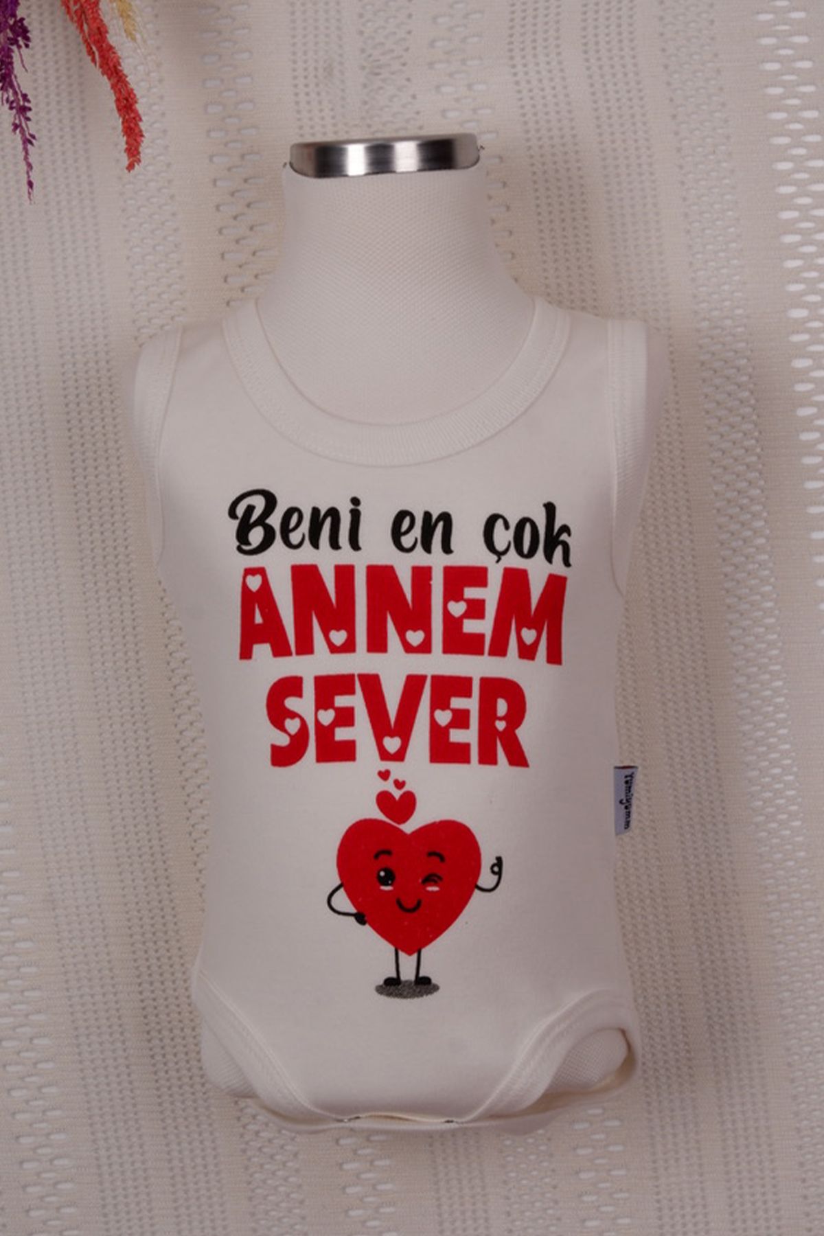 LilJoy Beni En Çok Annem Sever Baskılı Bebek Body Zıbın %100 Pamuk