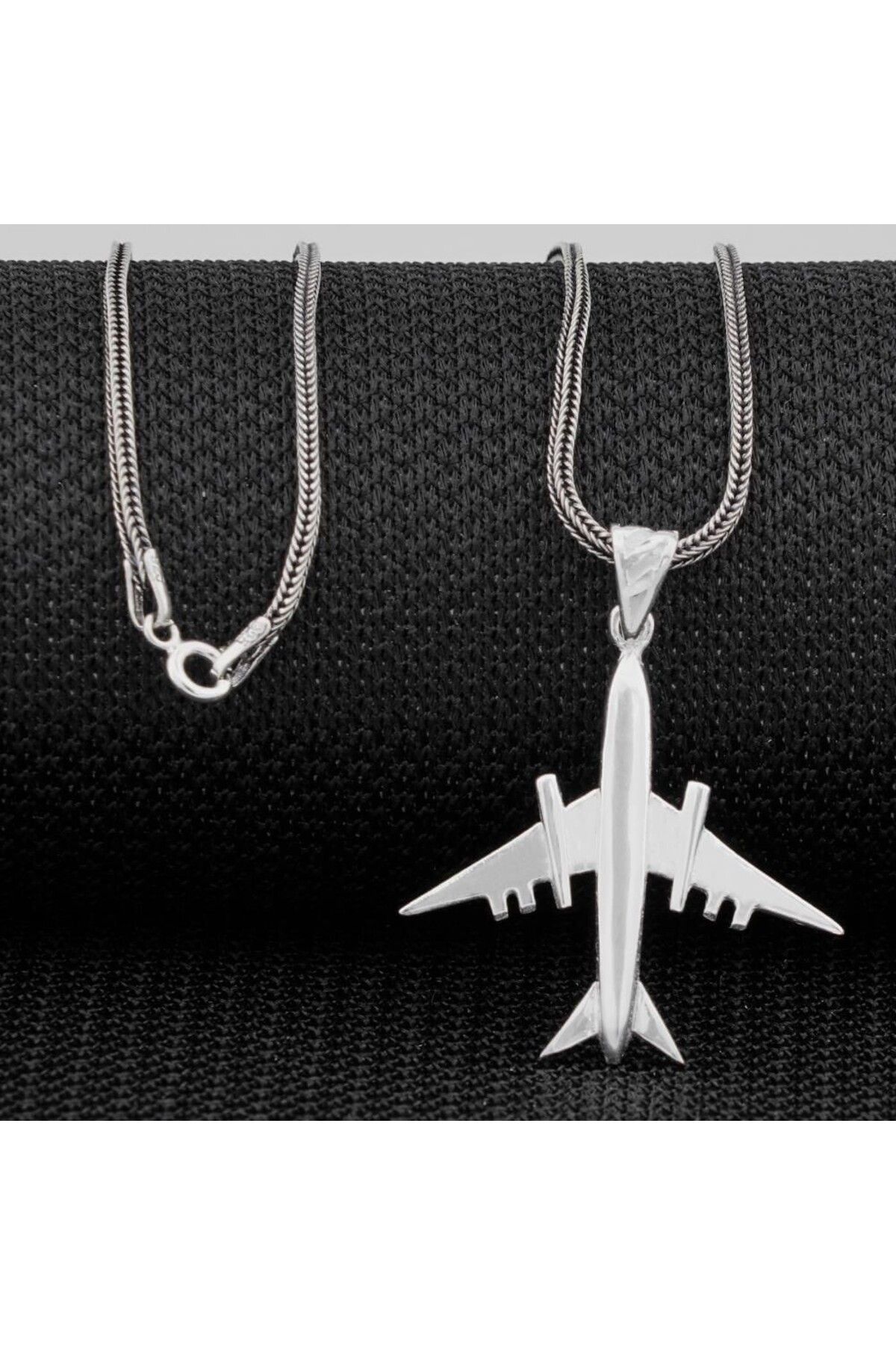 shop Uçak Tsarımlı 925 Ayar Gümüş Erkek Kolye