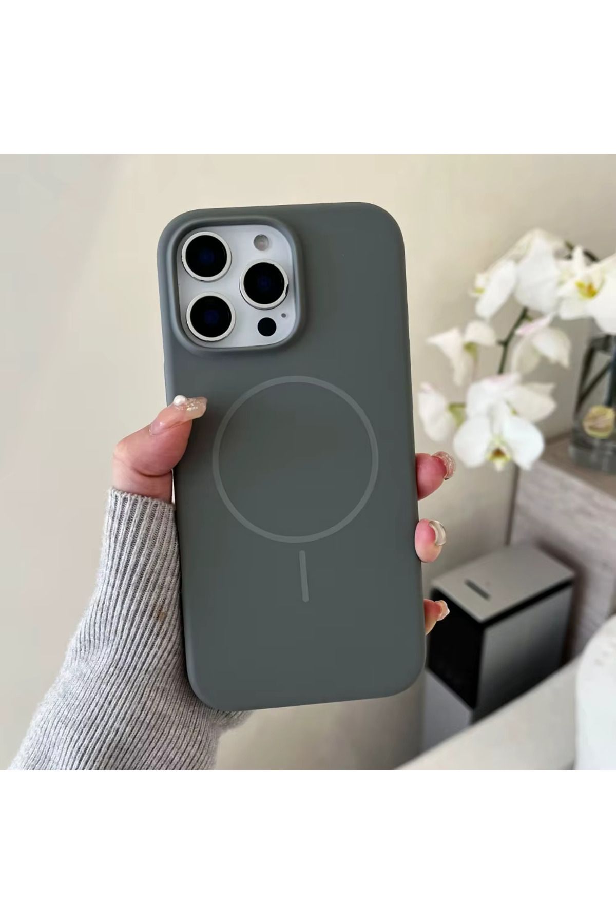 FABRON Apple Iphone 14 Pro Max Uyumlu Magsafe Lansman Kir Tutmaz Silinebilir Içi Kadife Telefon Kılıfı