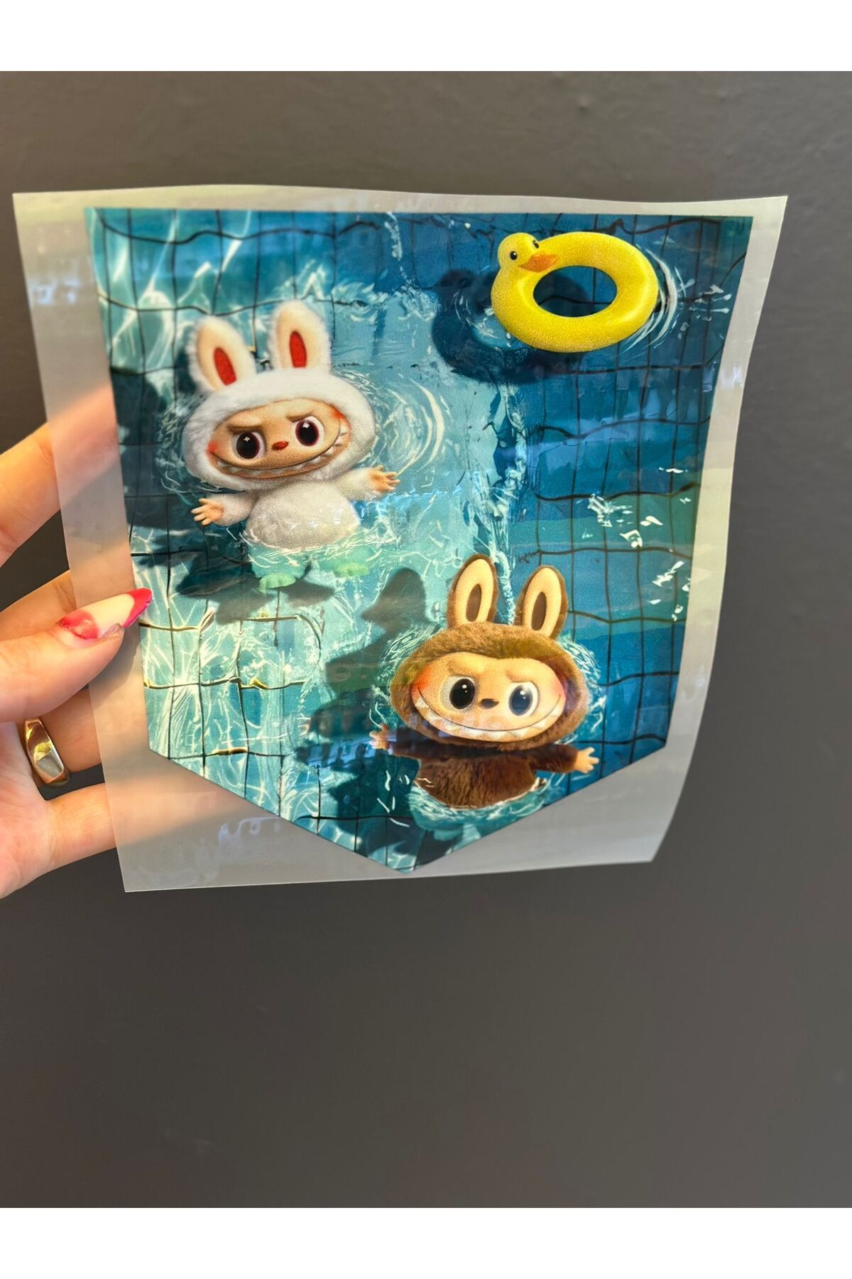 Gönülden Tasarım ÜTÜ İLE YAPIŞAN LABUBU TRANSFER BASKI ARMA 17X16 CM