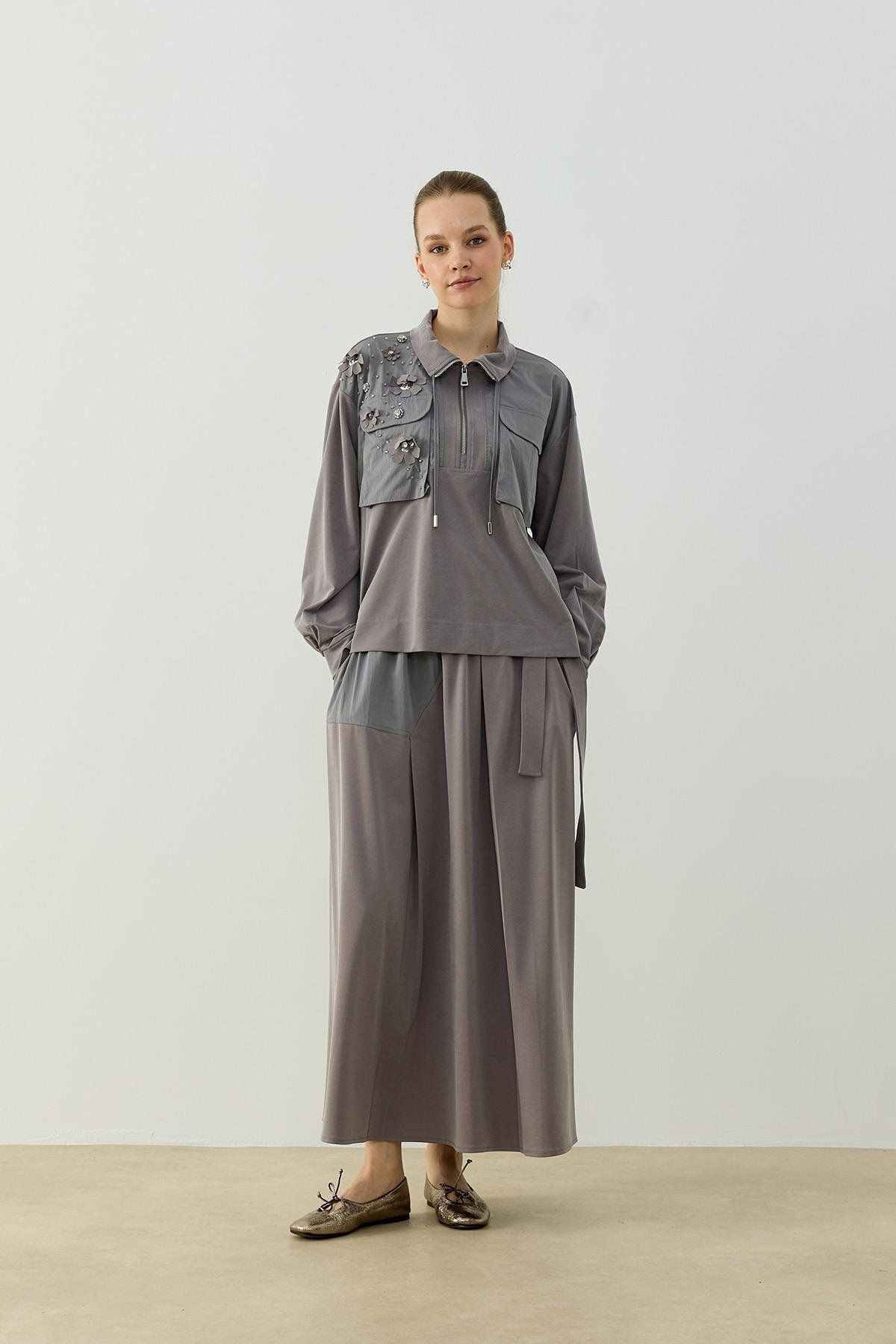 Hilay HAZEL ETEKLİ TAKIM GRİ