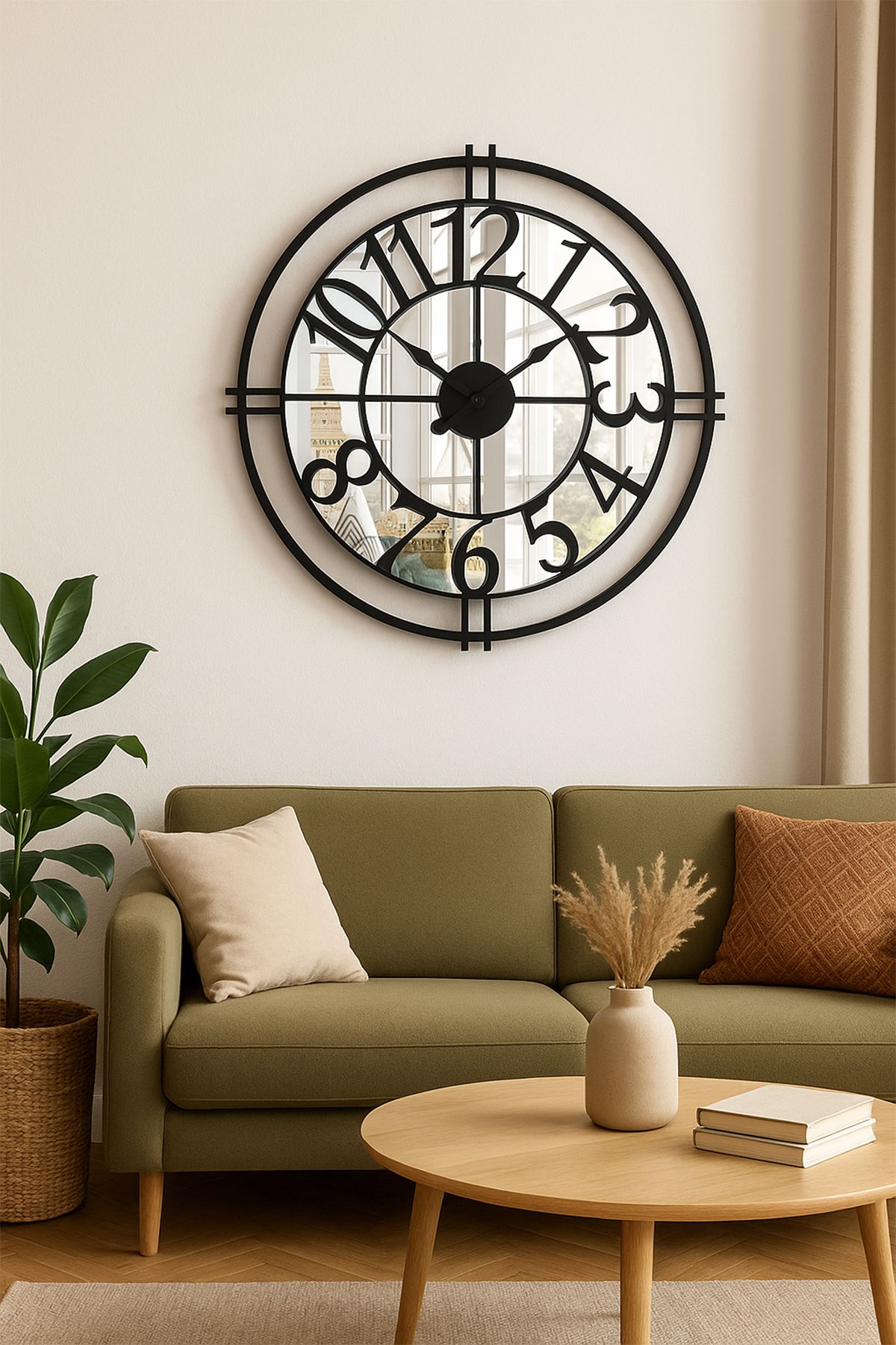 viftam Dekoratif Duvar Modern Saati Pleksi Aynallı Saat 50cm*