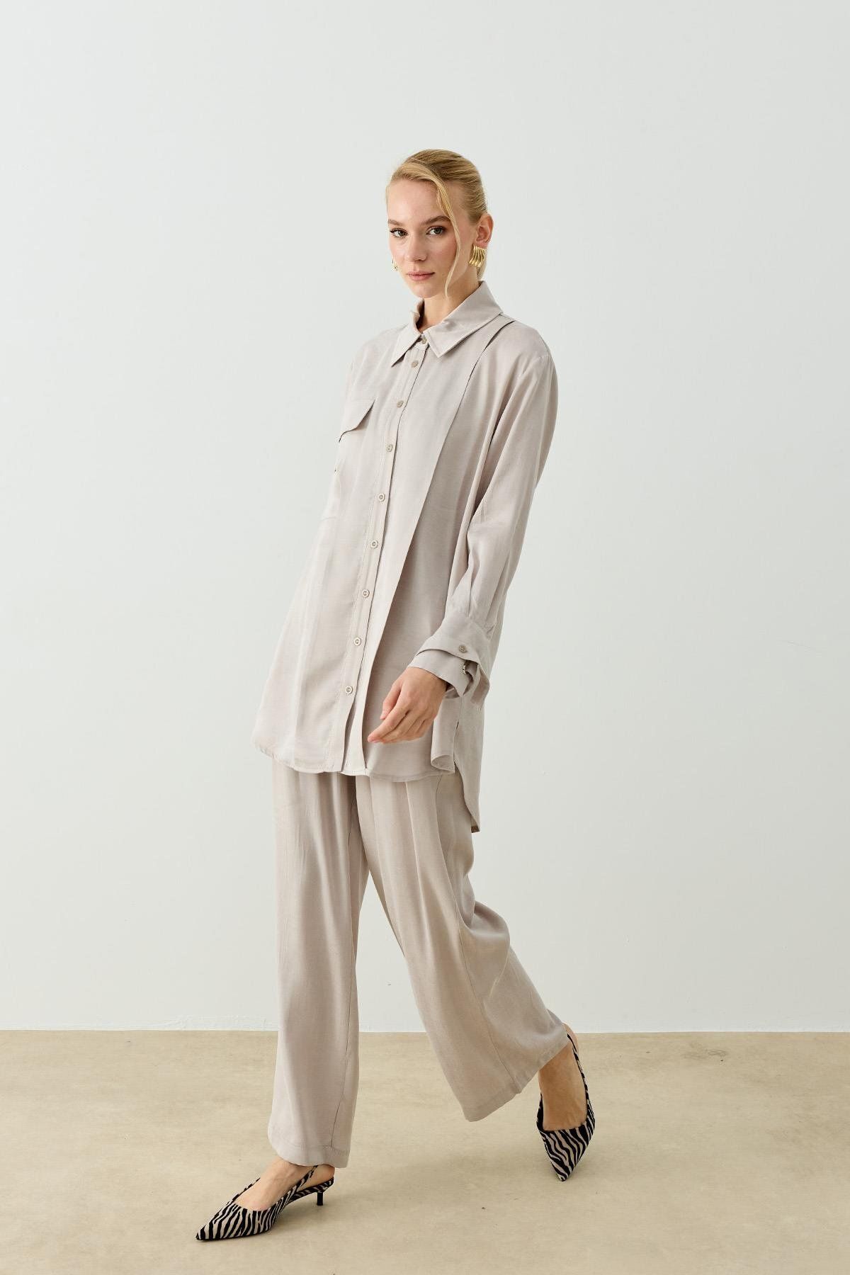Hilay NEW MELINA PANTOLONLU TAKIM GRİ