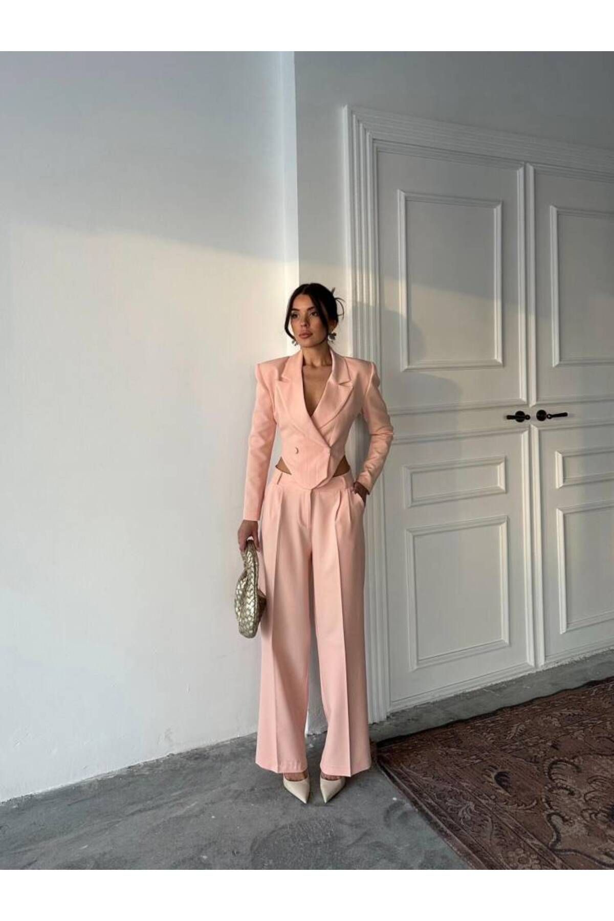 MAXMOOR FİTY Yelek Pantolon Takım 2107 - Pembe