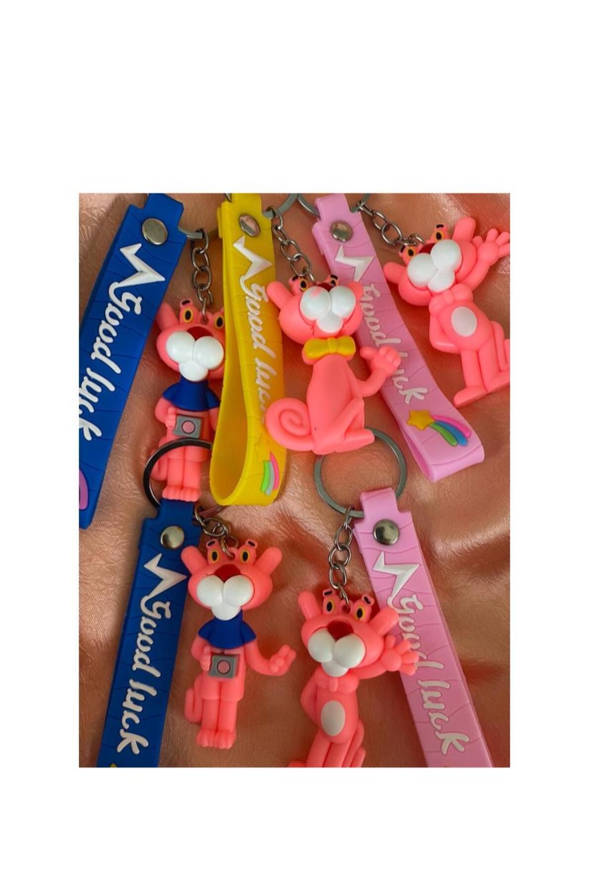 MODA pembe panter figür silikon anahtarlık