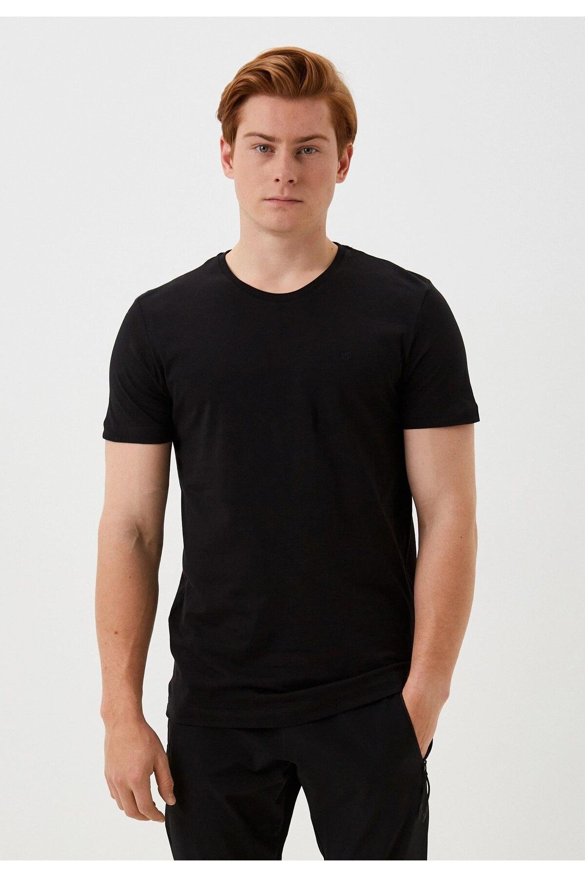 Ncs Jeans Erkek Tişört Bisiklet Yaka Siyah Slim Fit %100 Pamuk T-shirt 1050
