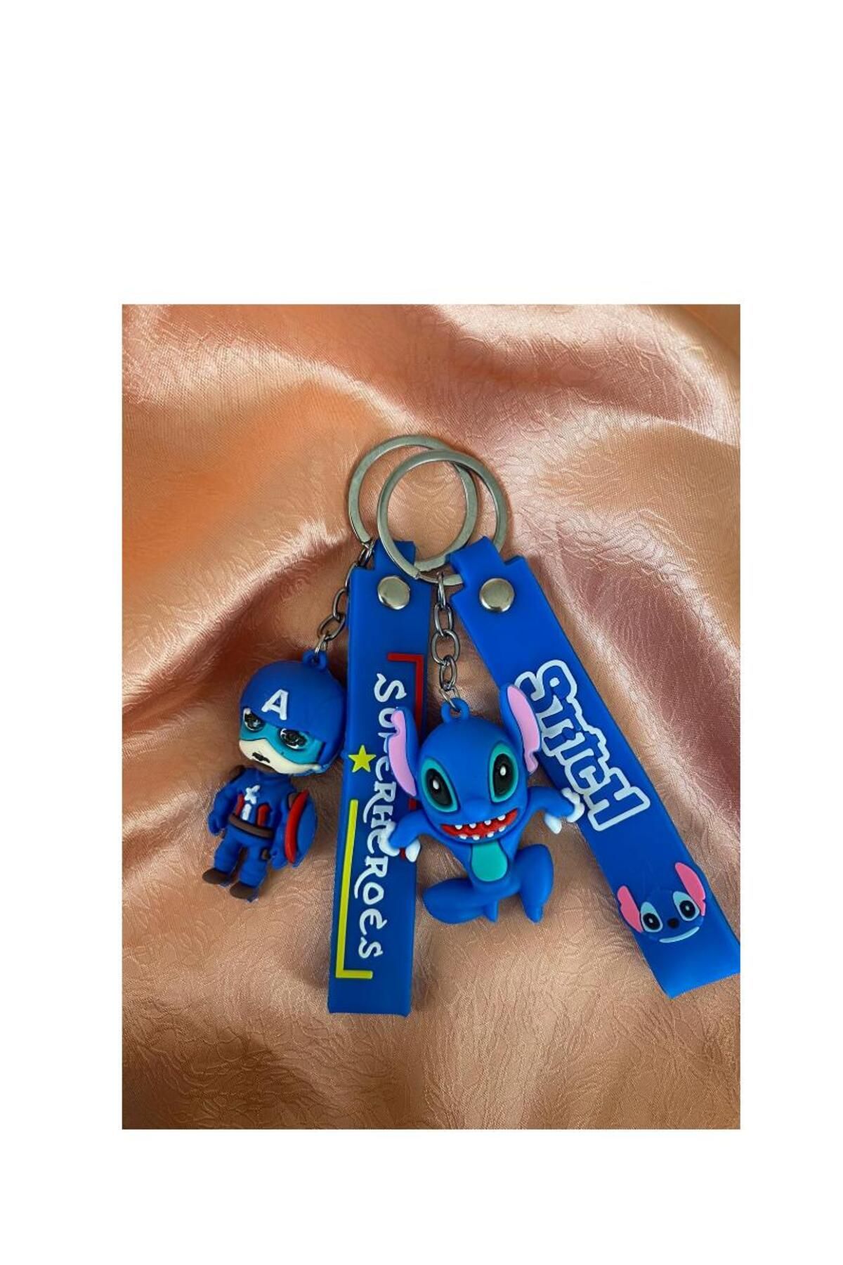 MODA 2'li avengers kaptan ve stitch arkadaşlık figür anahtarlık