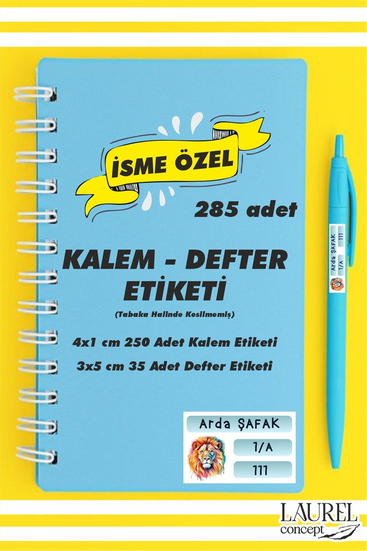 laurelconcept Okul Defter Kalem Etiketi Sticker Isme Özel Okul Kalem Defter Etiketi Seti 285 Adet