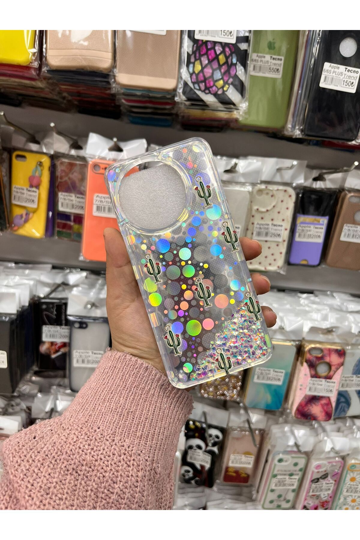 TECNOTREND Tecno Spark 30 Pro Sulu parıltılı Hologramlı şeffaf silikon kılıf