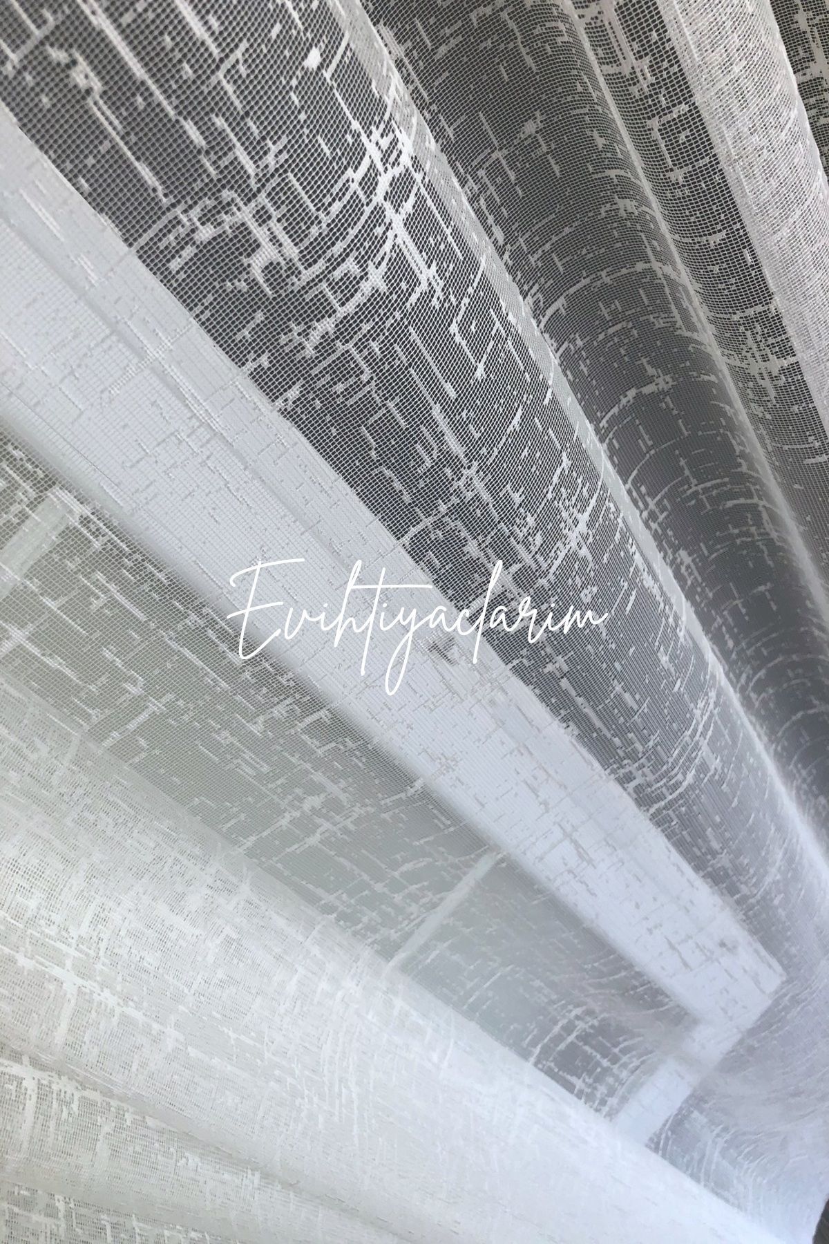 evihtiyaclarim by IOC-Ironing-Free, Wrinkle-Free, Suitable for All Rooms, Cationic Knitted Model 1/3 Tight Pleated Tulle Curtain 6