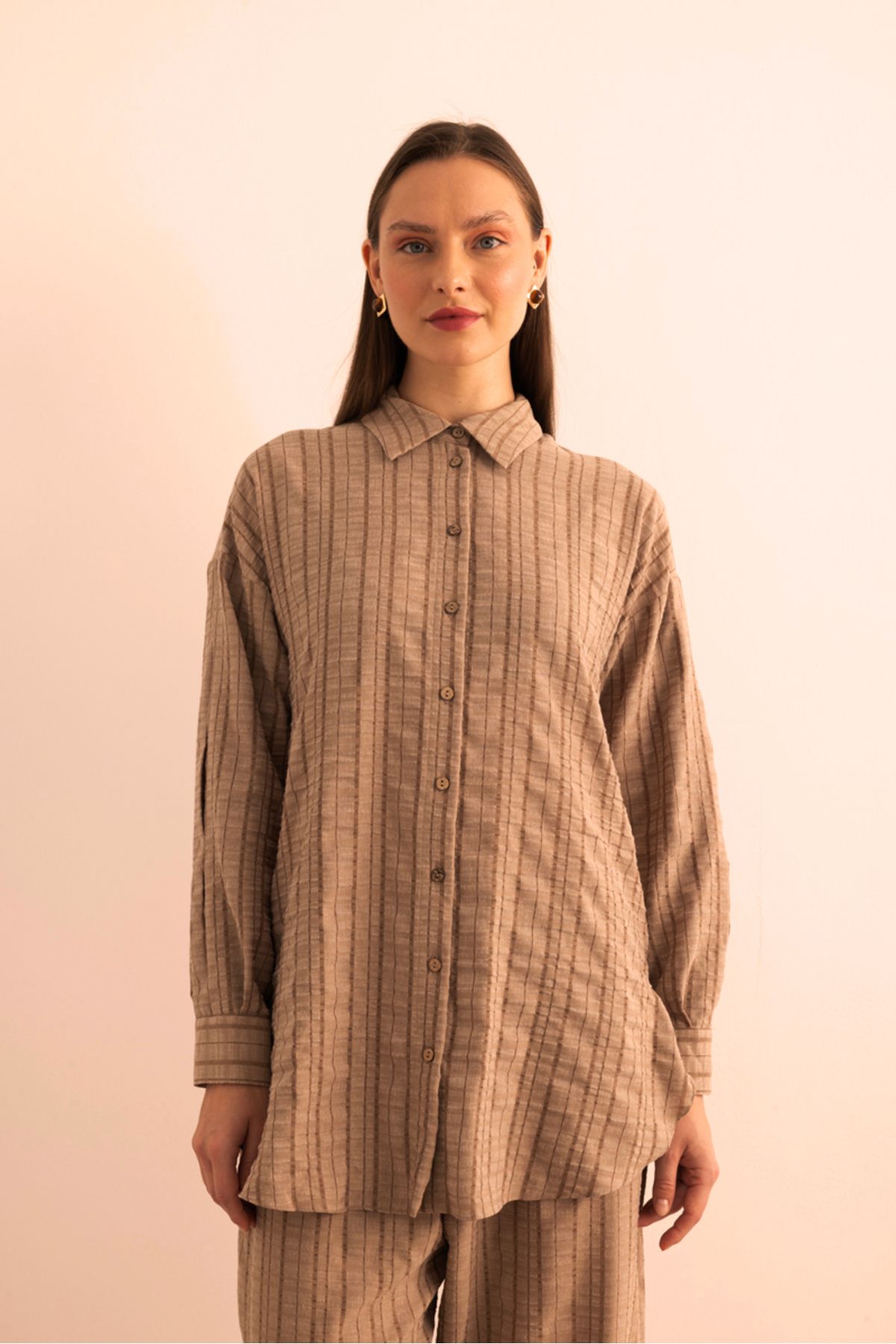Aker Dokusu Çizgili Cotton İçerikli Tunik