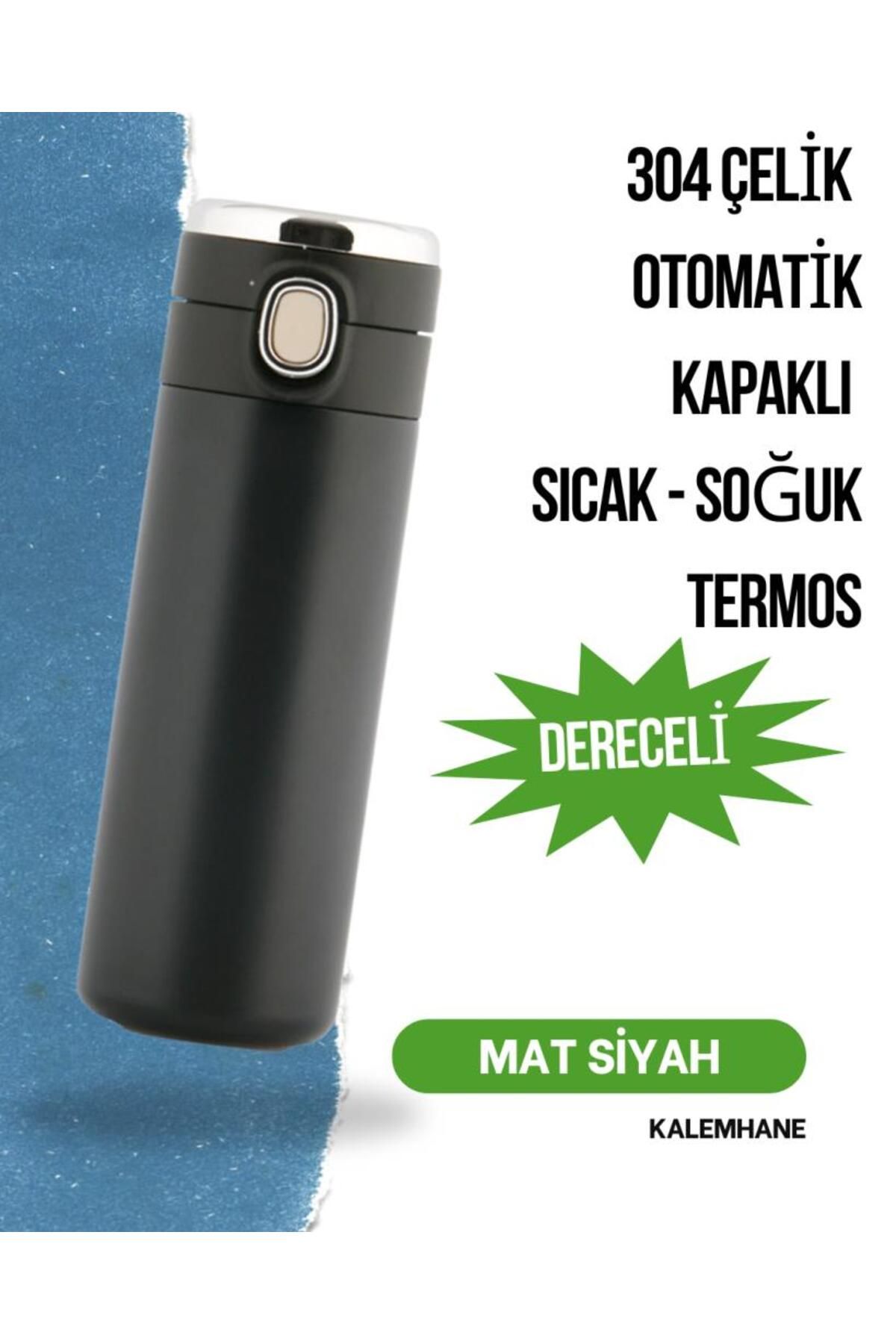 kalemhane Dijital Göstergeli Otomatik Kapak Termos Kişiye Özel
