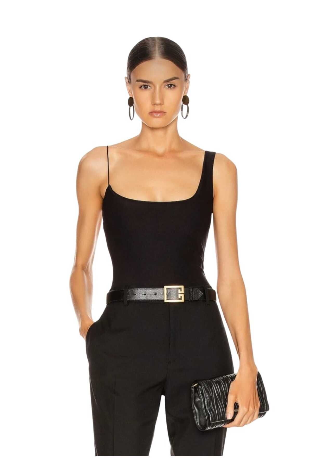 By Kul Design KADIN TEK OMUZ HALTER YAKA ASKI DETAY BODYSUİT