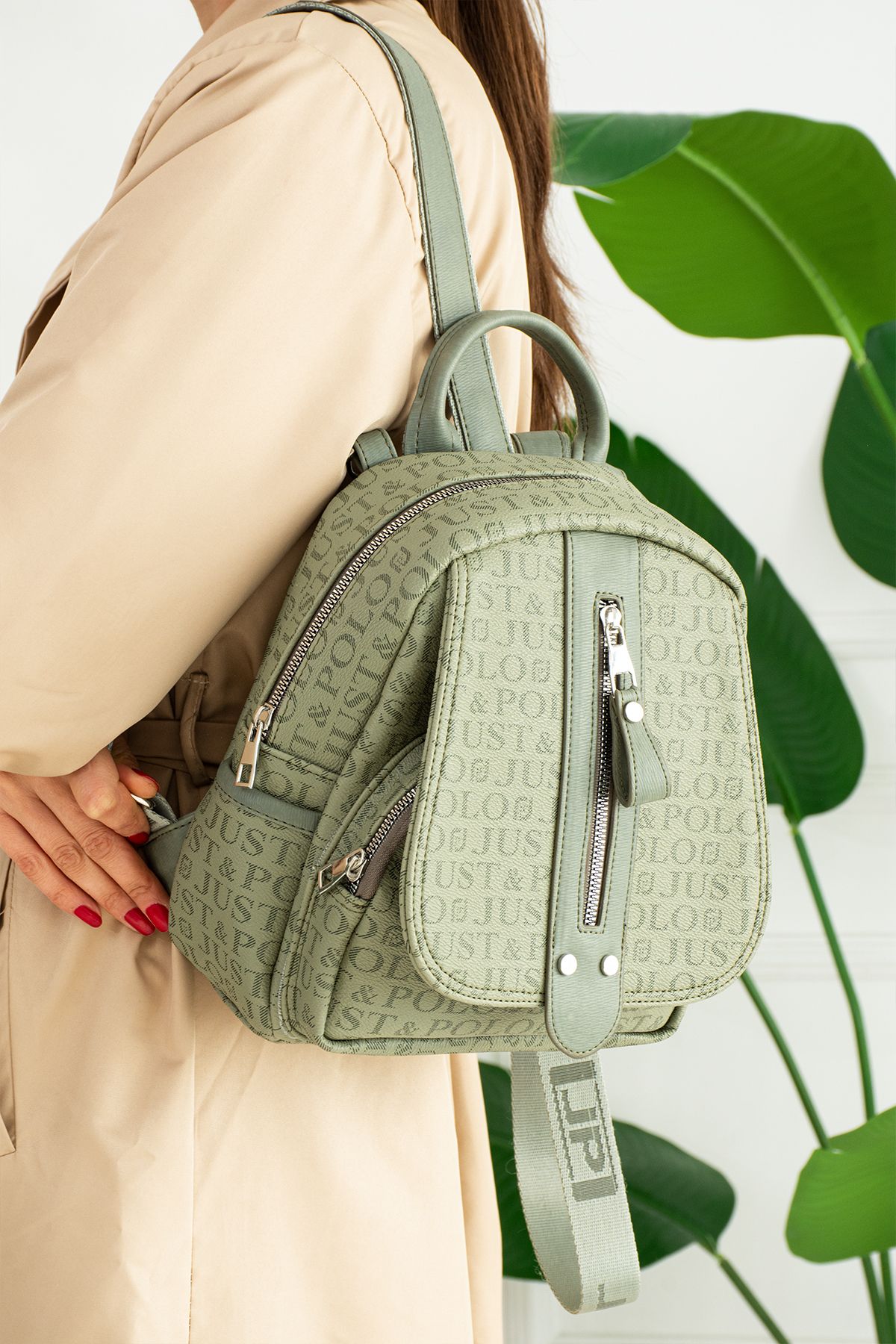 Just Polo Milano 2177 Emprime Suni Deri Kadın El Omuz Ve Sırt Çantası (Ebat:En 25 x Boy 28 Cm)