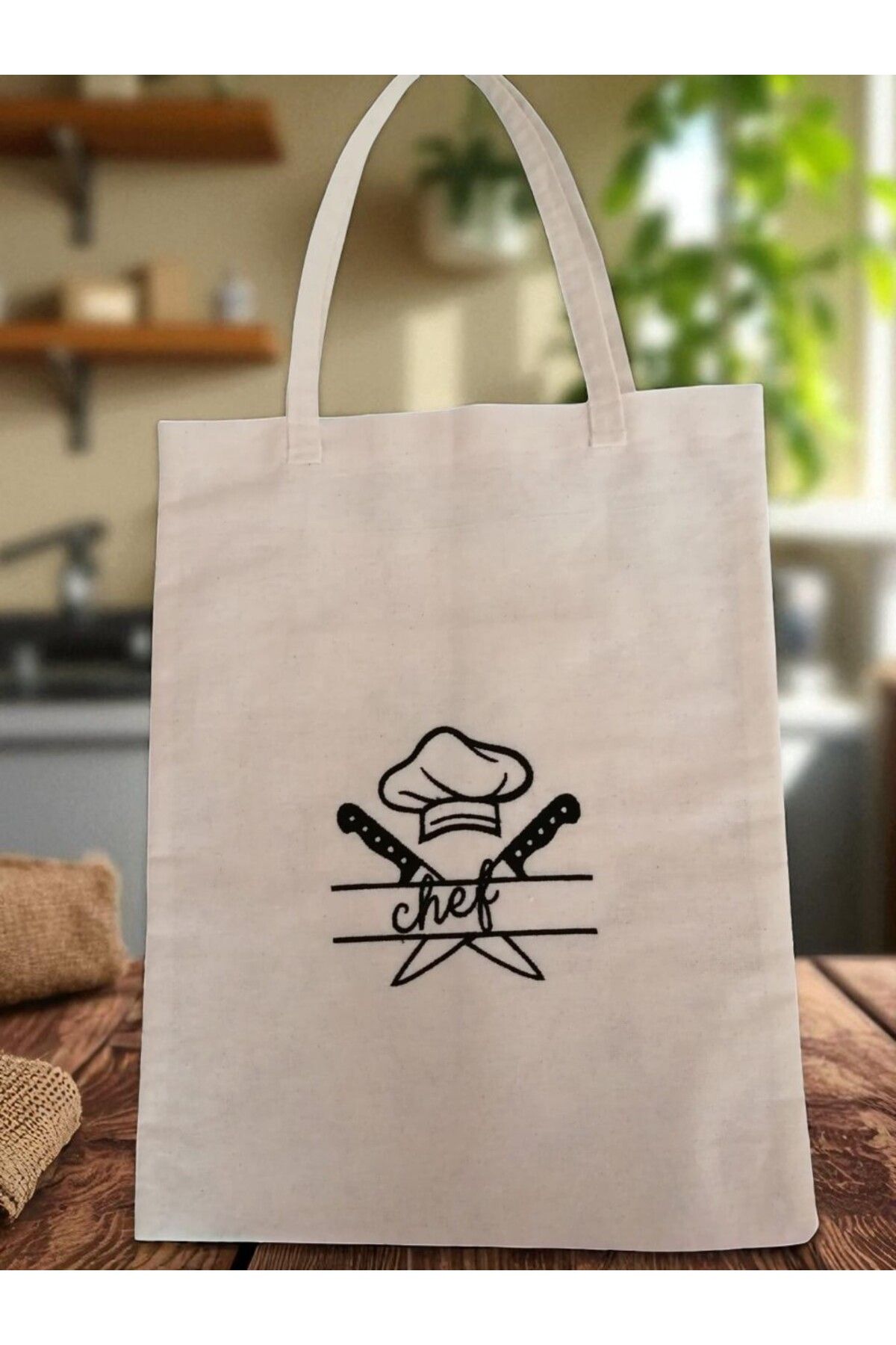 Shoplandu KOPYA - %100 Pamuk Cheef Desen Nakışlı Bez Çanta - Kişiye Özel Harf veya İsim Yazılır
