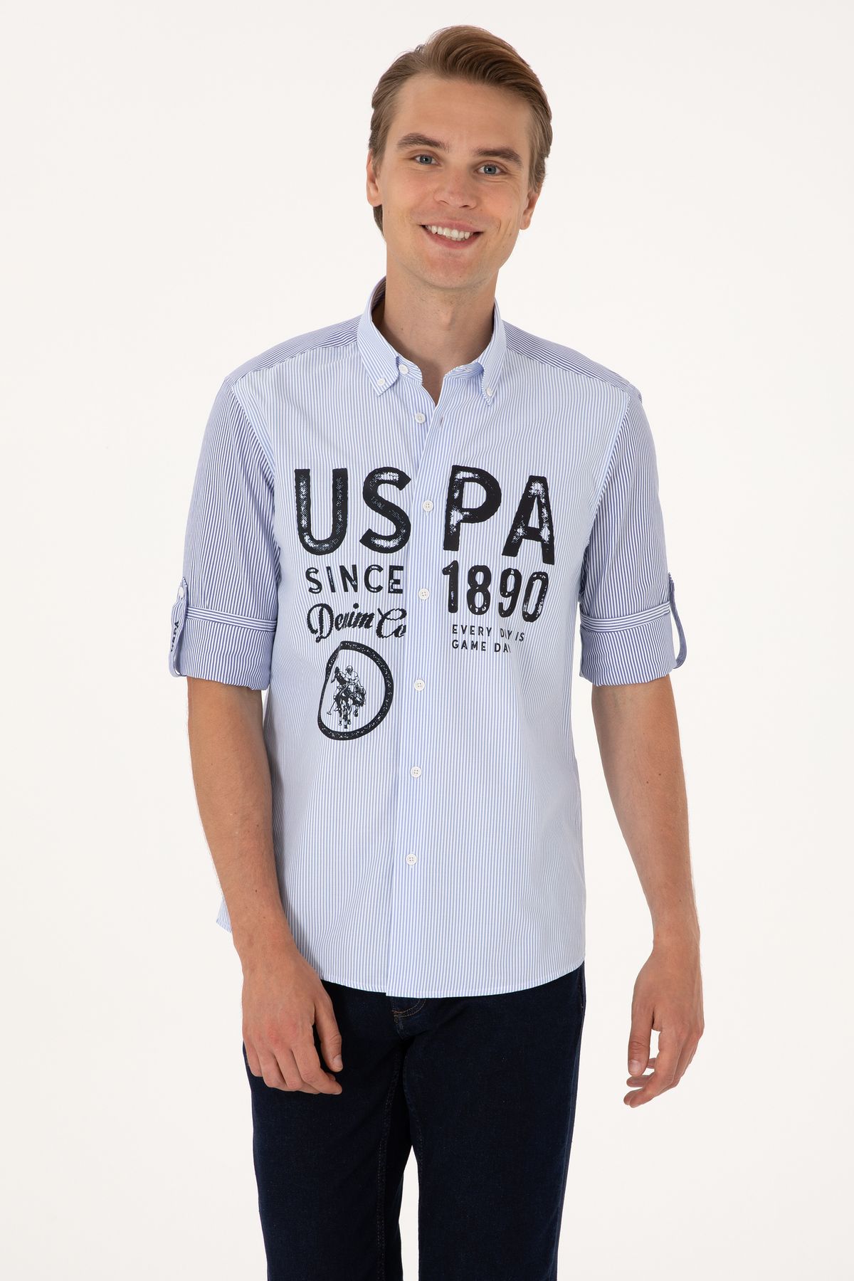 U.S. Polo Assn. Erkek Lacivert Uzun Kollu Gömlek 50299351-VR033